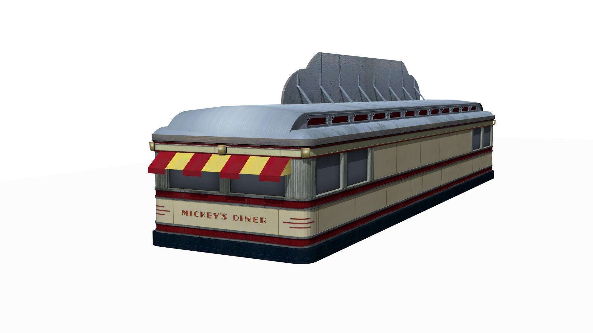 old dining Low-poly 3D model_6