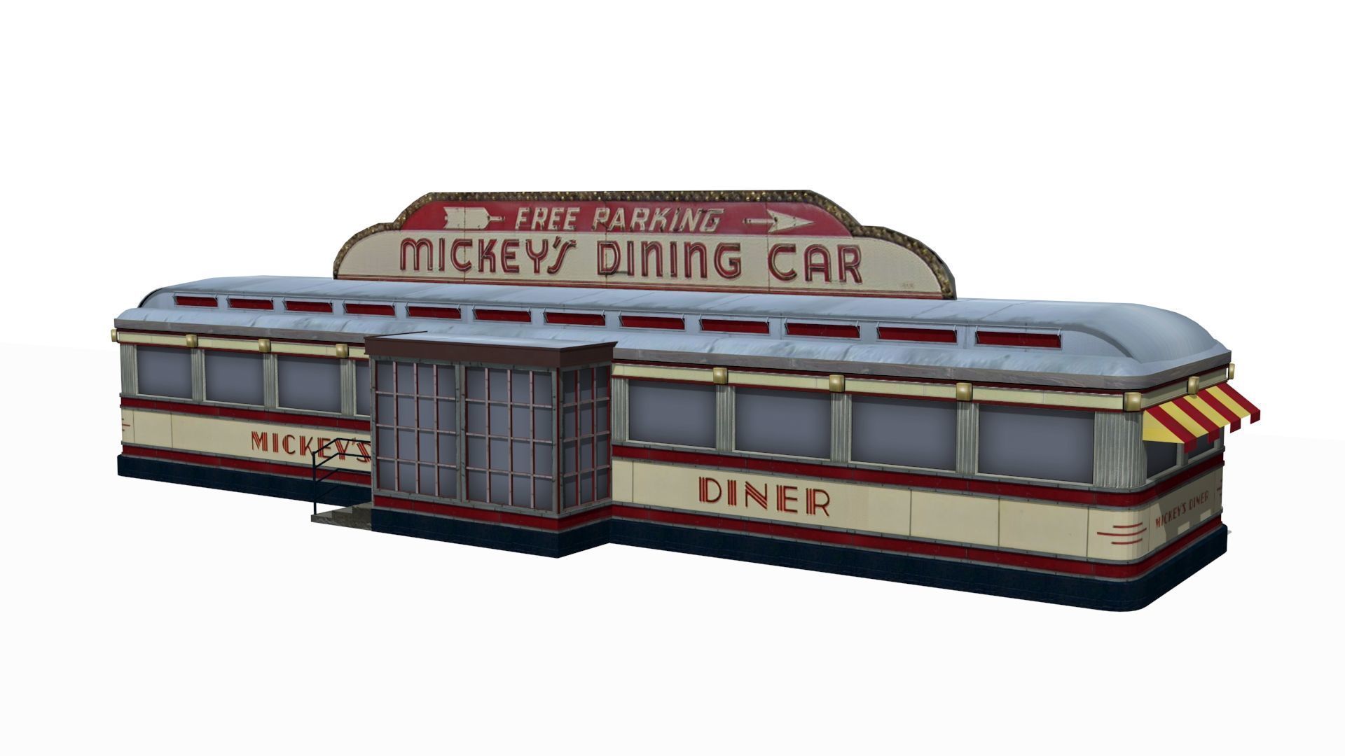 old dining Low-poly 3D model_4