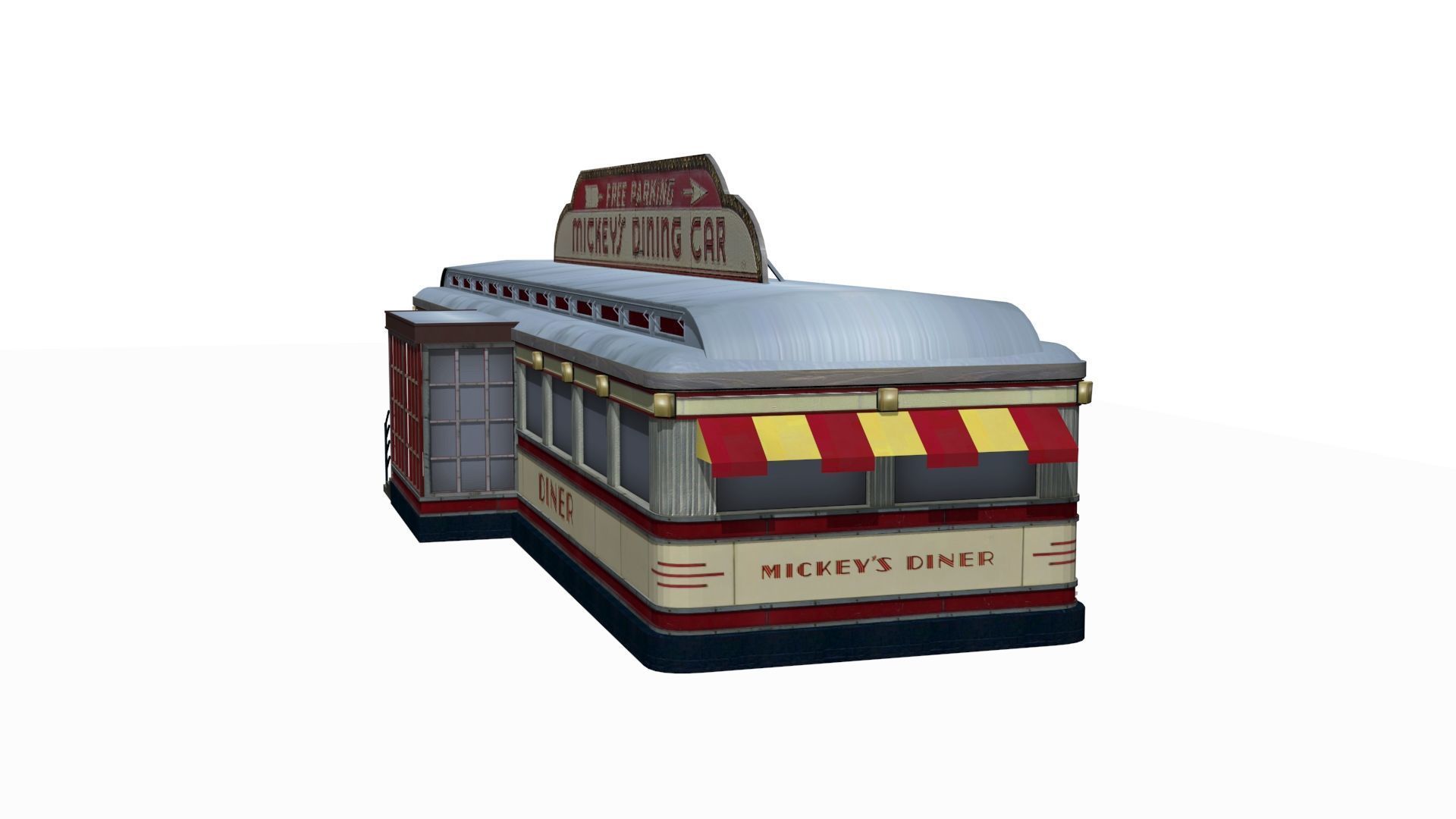 old dining Low-poly 3D model_5