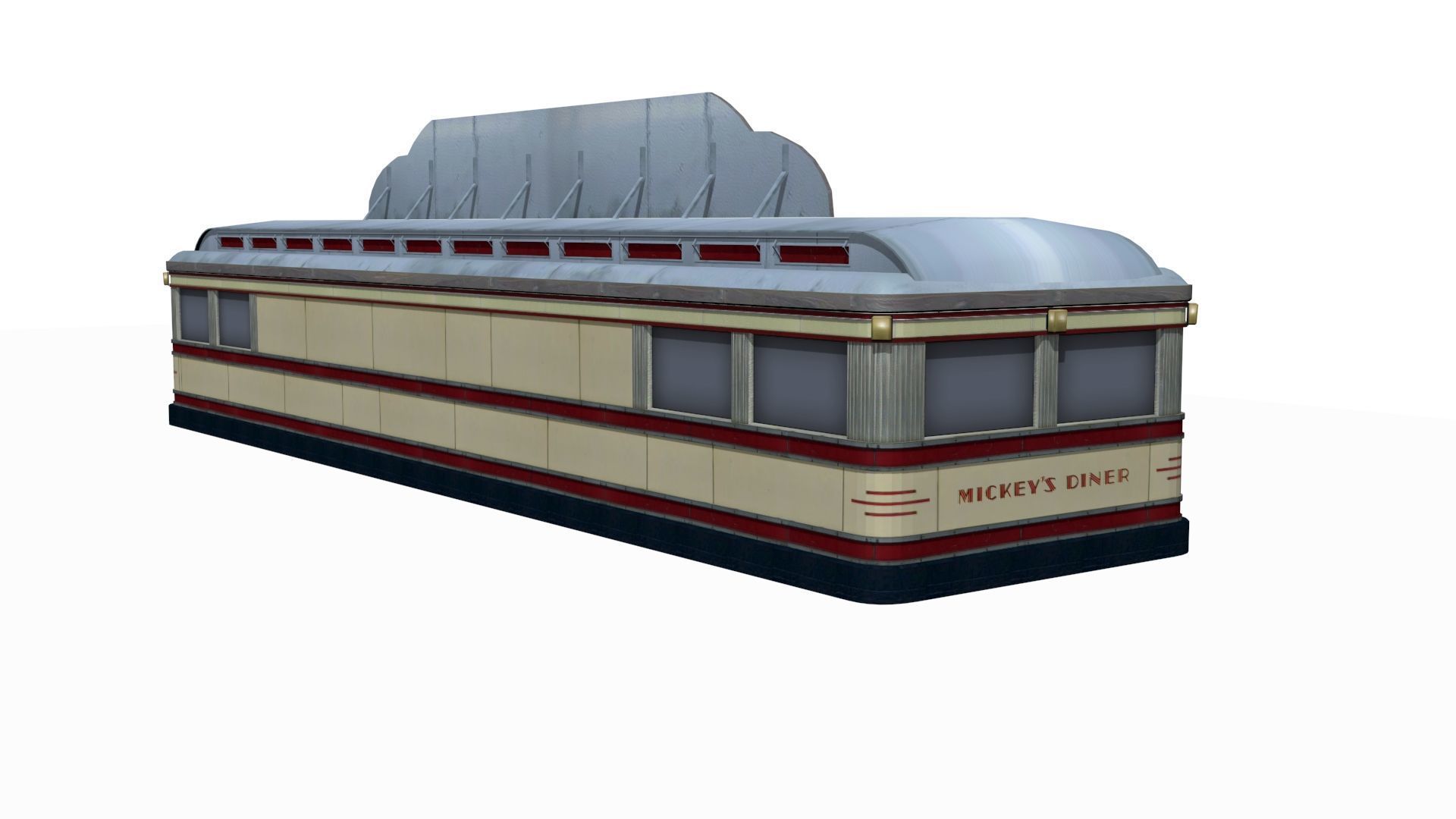 old dining Low-poly 3D model_8