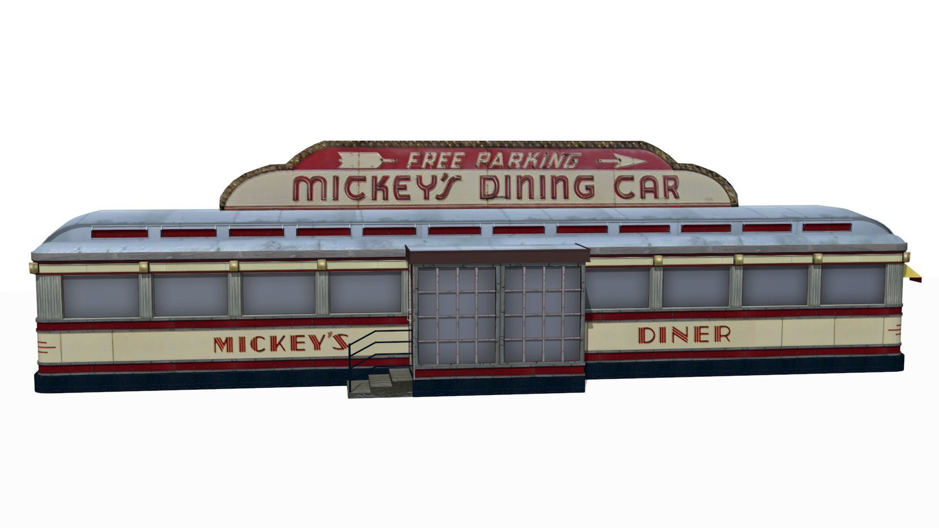 old dining Low-poly 3D model_3