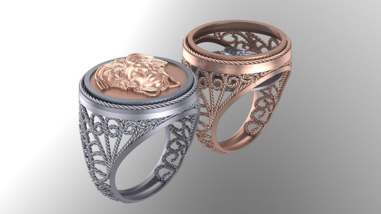 Medusa coin ring 3D print model_2
