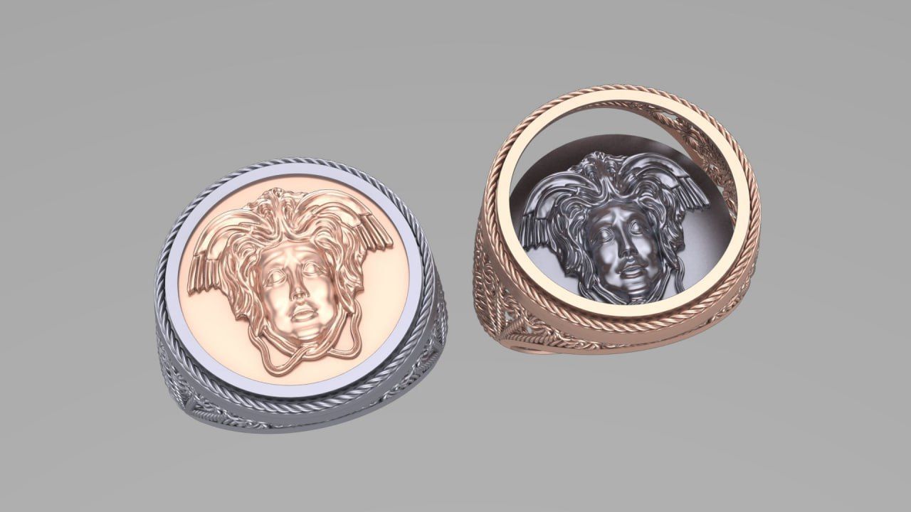 Medusa coin ring 3D print model_1