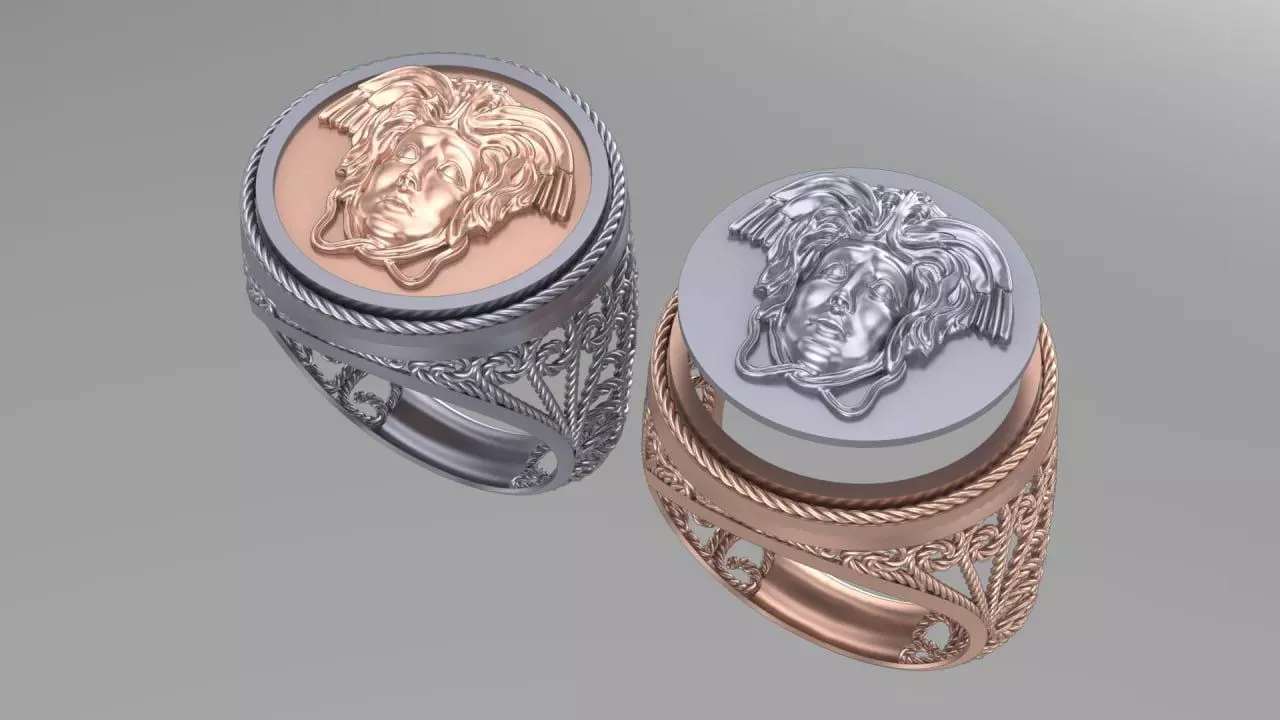 Medusa coin ring 3D print model_0