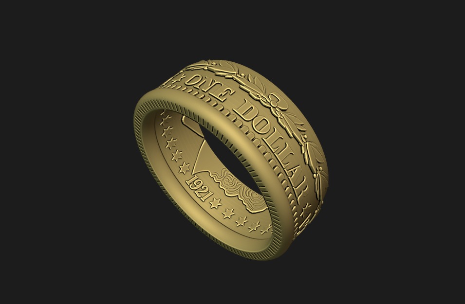 Morgan Stanley One Dollar Coin Ring 3D print model_10