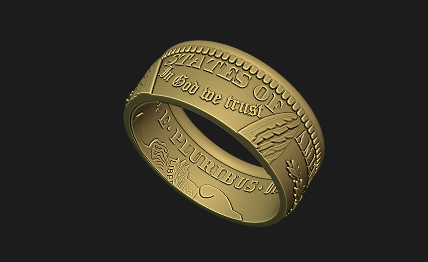 Morgan Stanley One Dollar Coin Ring 3D print model_11