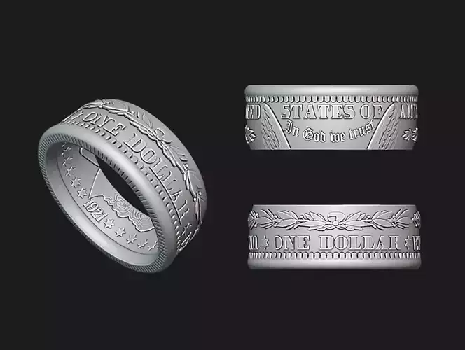 Morgan Stanley One Dollar Coin Ring 3D print model