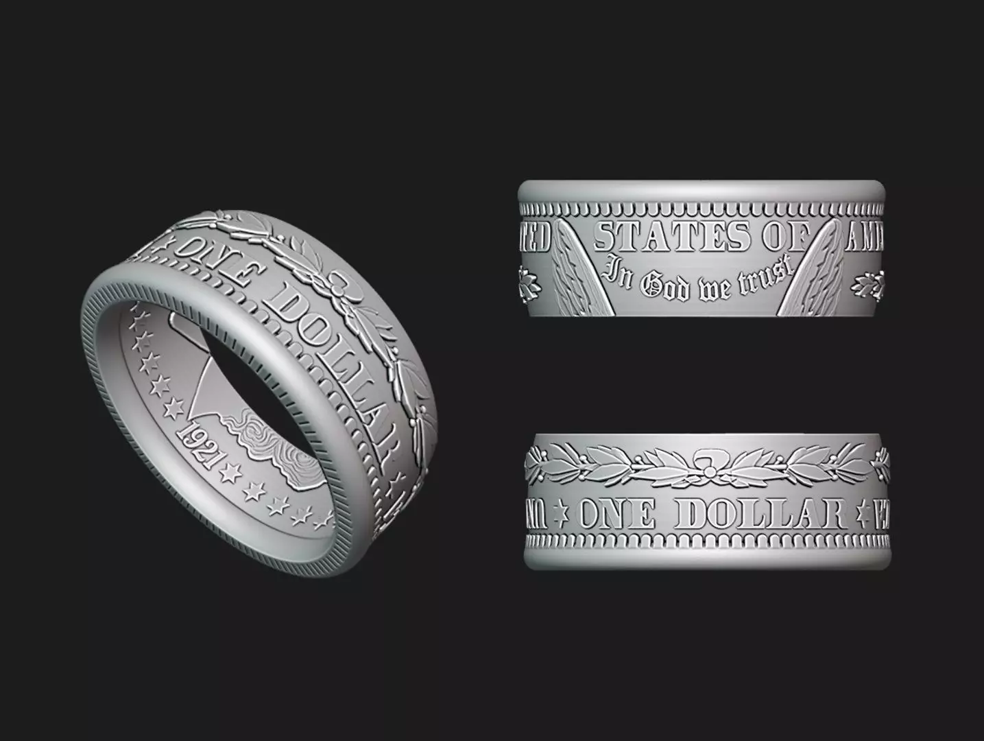 Morgan Stanley One Dollar Coin Ring 3D print model_0