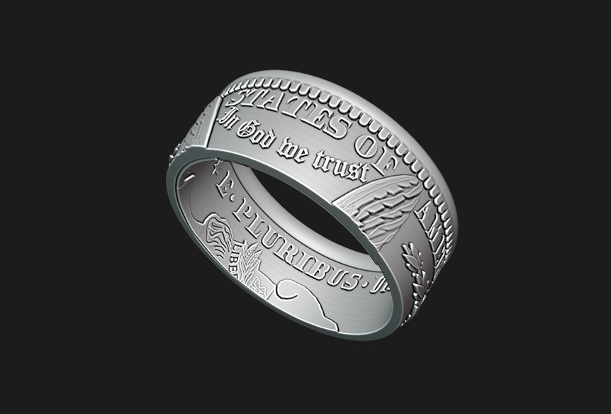 Morgan Stanley One Dollar Coin Ring 3D print model_5