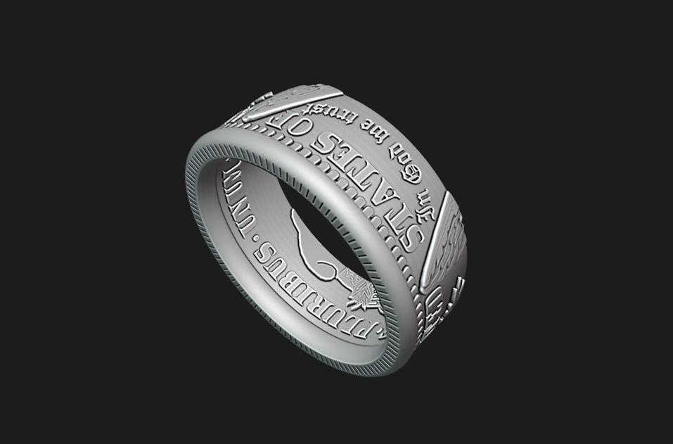 Morgan Stanley One Dollar Coin Ring 3D print model_3