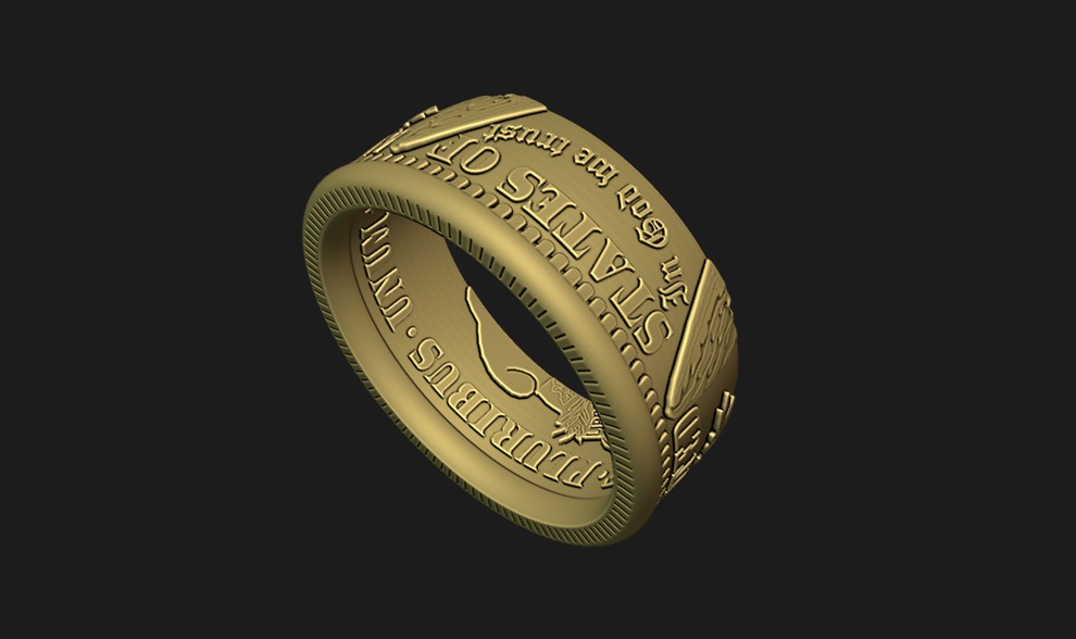 Morgan Stanley One Dollar Coin Ring 3D print model_9