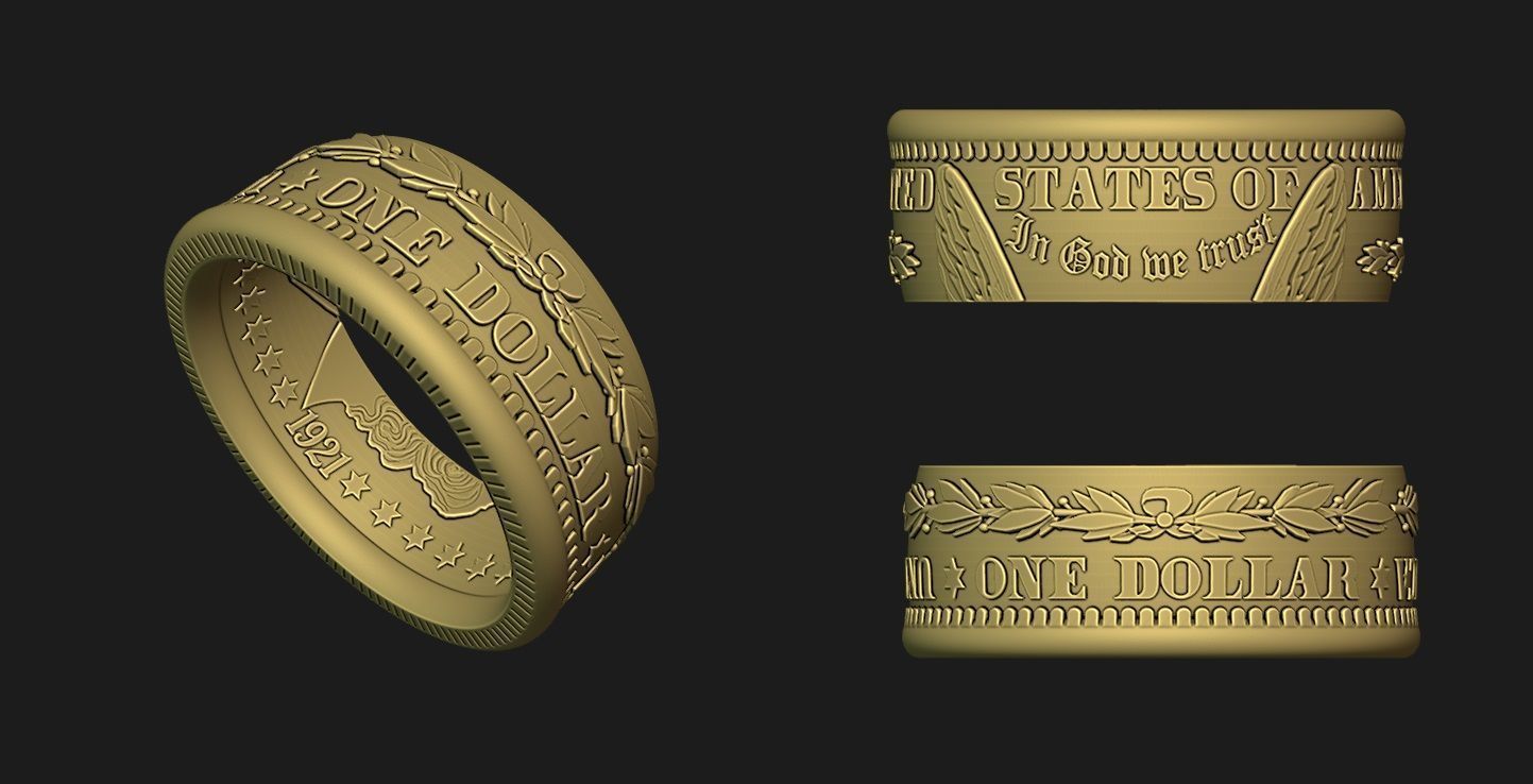 Morgan Stanley One Dollar Coin Ring 3D print model_7