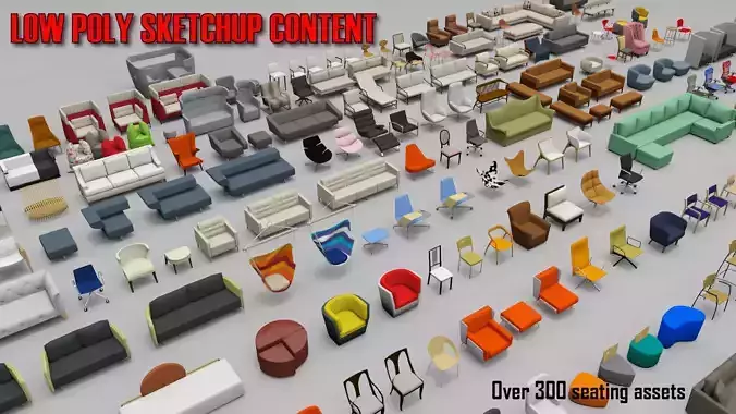Low Poly Seating Low-poly 3D model