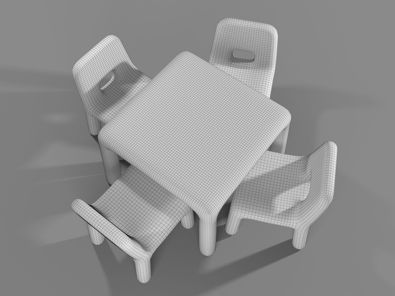 Plastic Chairs and Rectangular Table for Kids 3D model_11