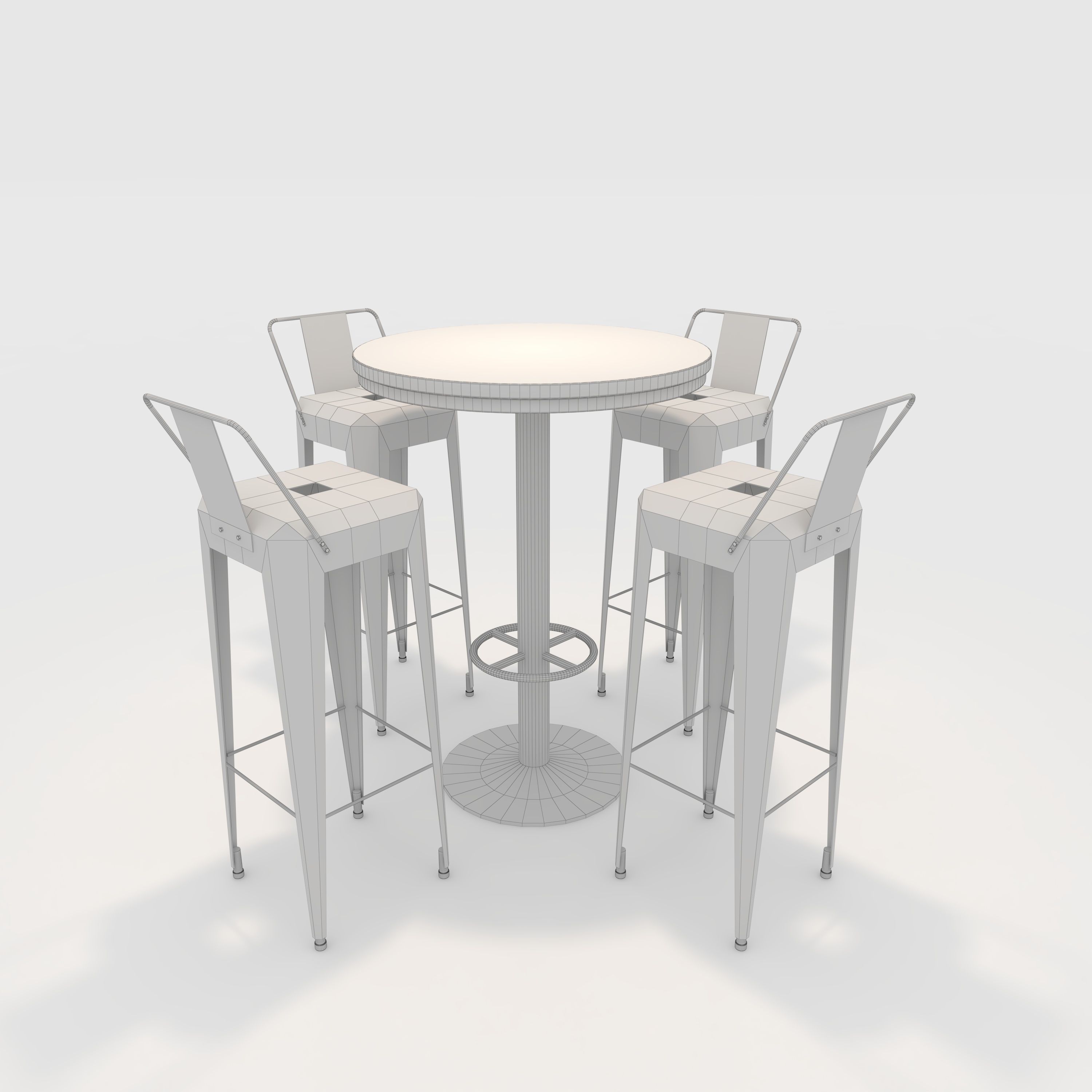 Bar Table And Chair 10 Low-poly 3D model_1