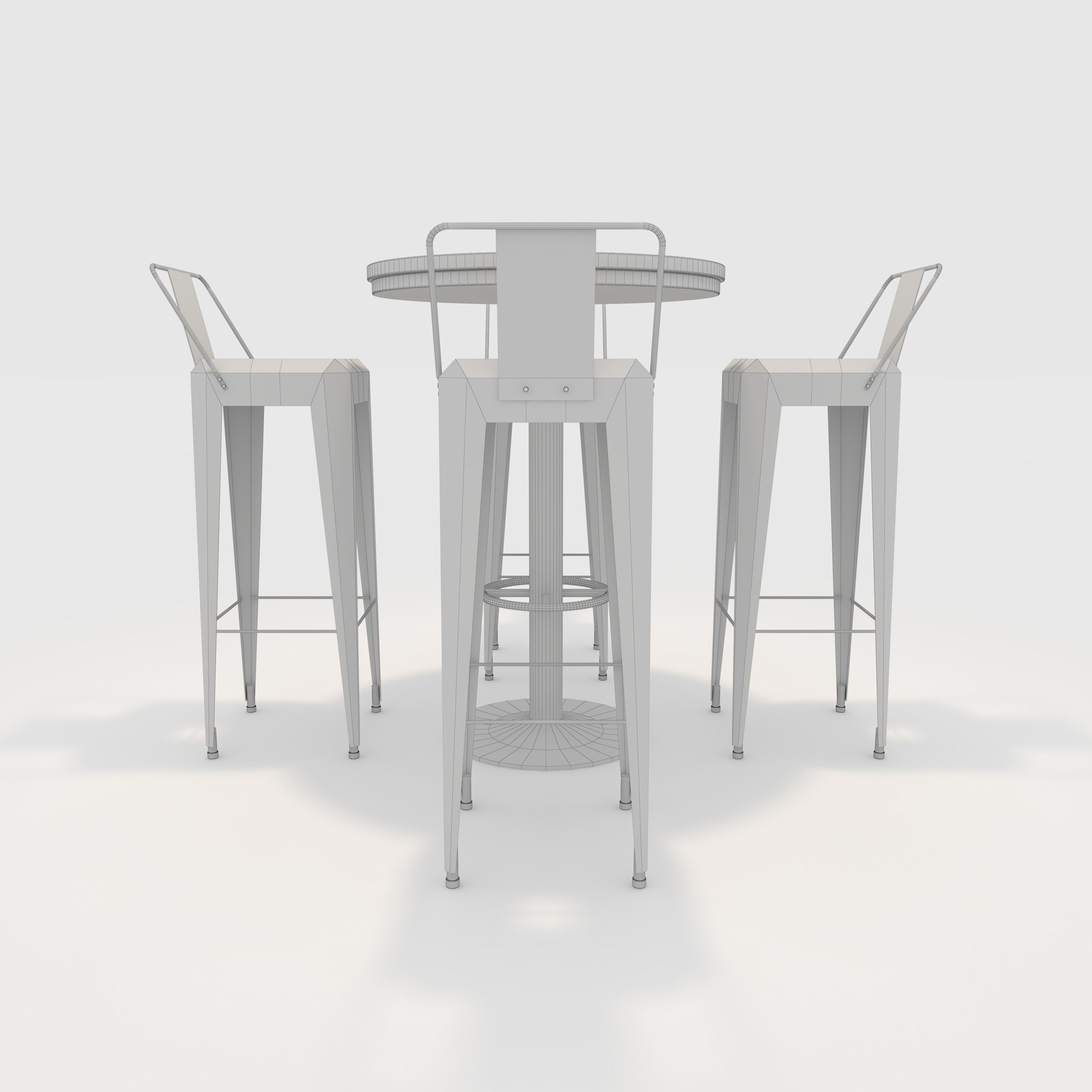 Bar Table And Chair 10 Low-poly 3D model_7