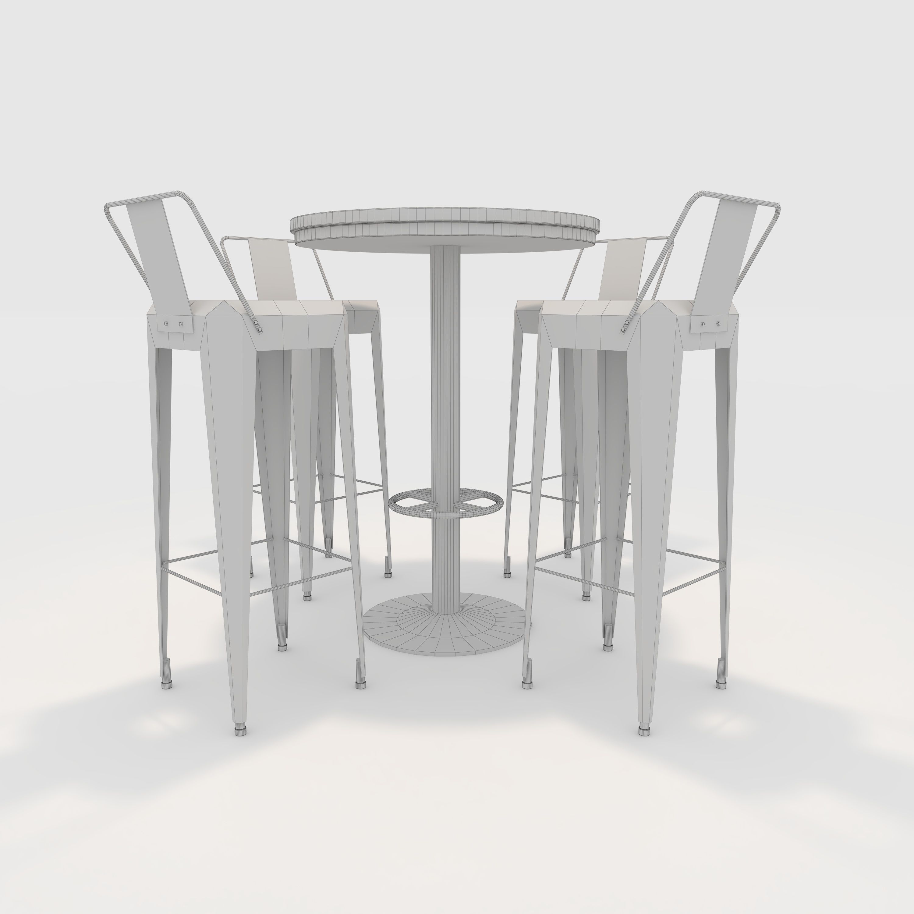 Bar Table And Chair 10 Low-poly 3D model_5