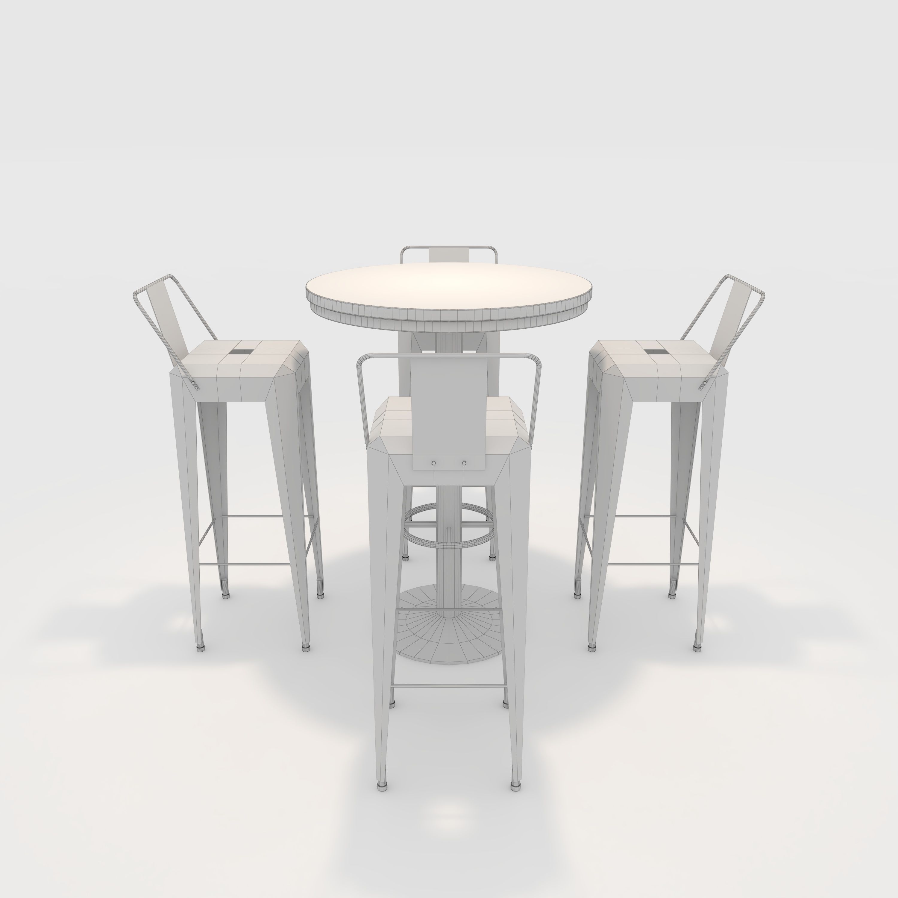 Bar Table And Chair 10 Low-poly 3D model_3