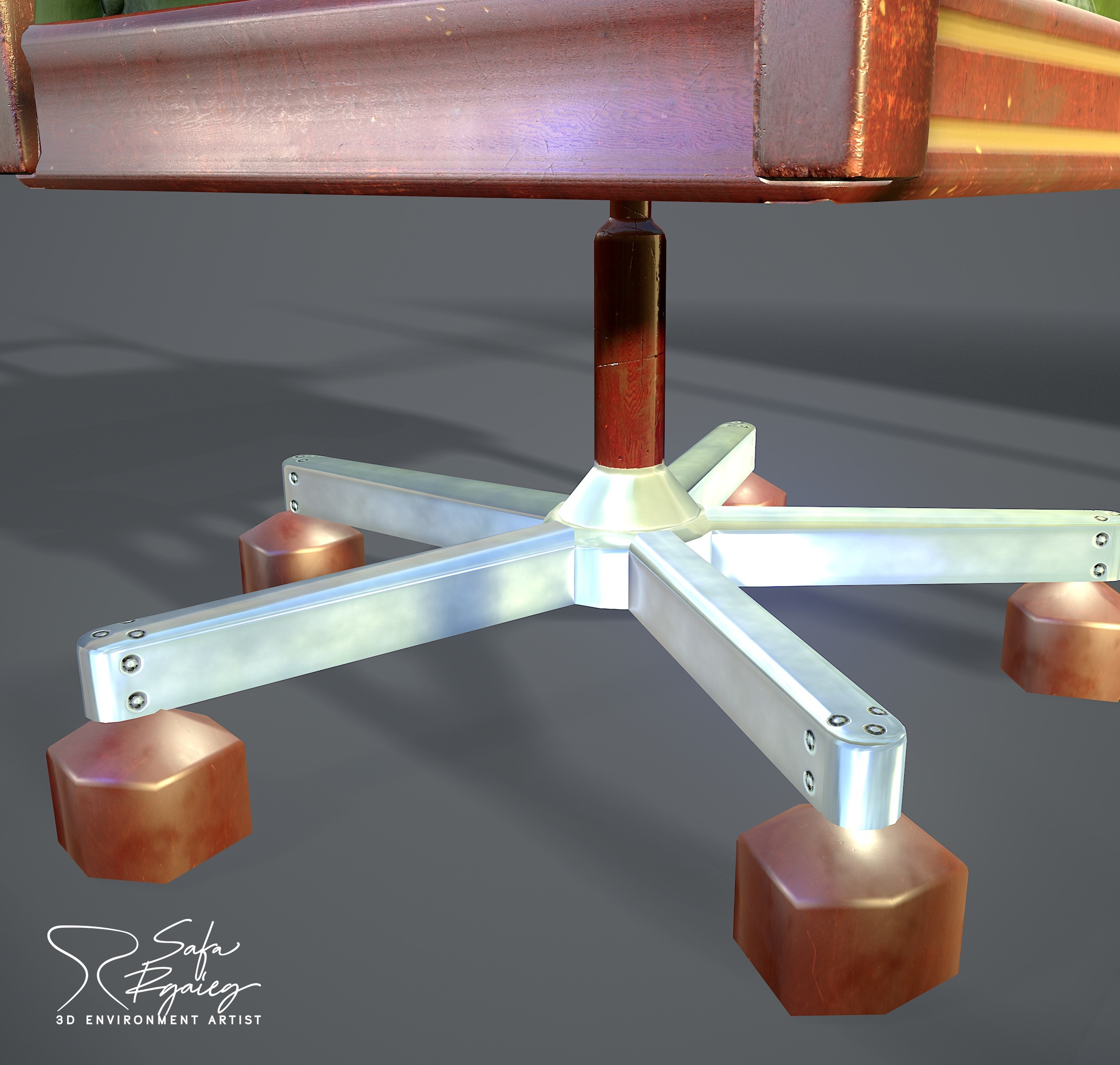 Office Boss Chair Low-poly 3D model_5