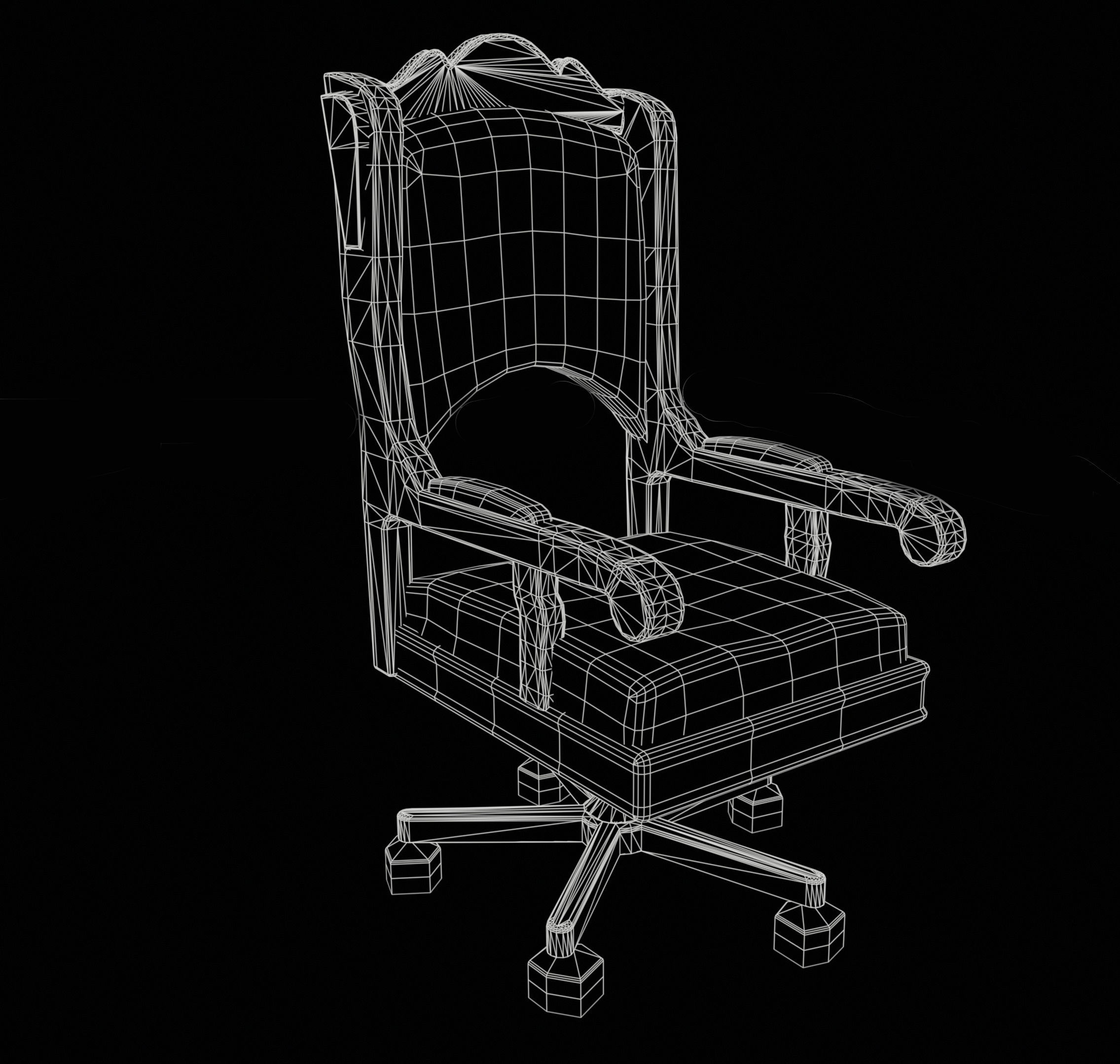 Office Boss Chair Low-poly 3D model_9