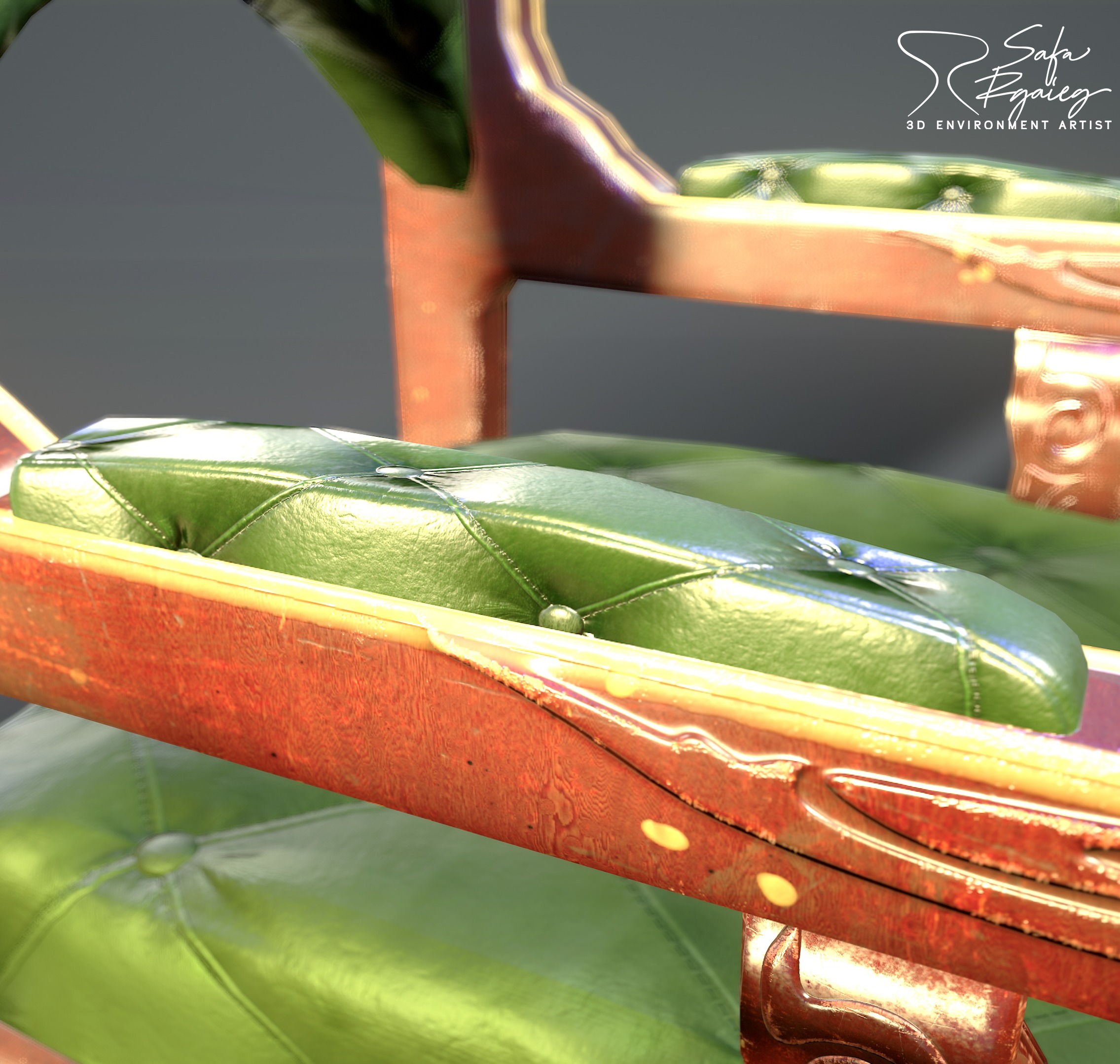 Office Boss Chair Low-poly 3D model_3