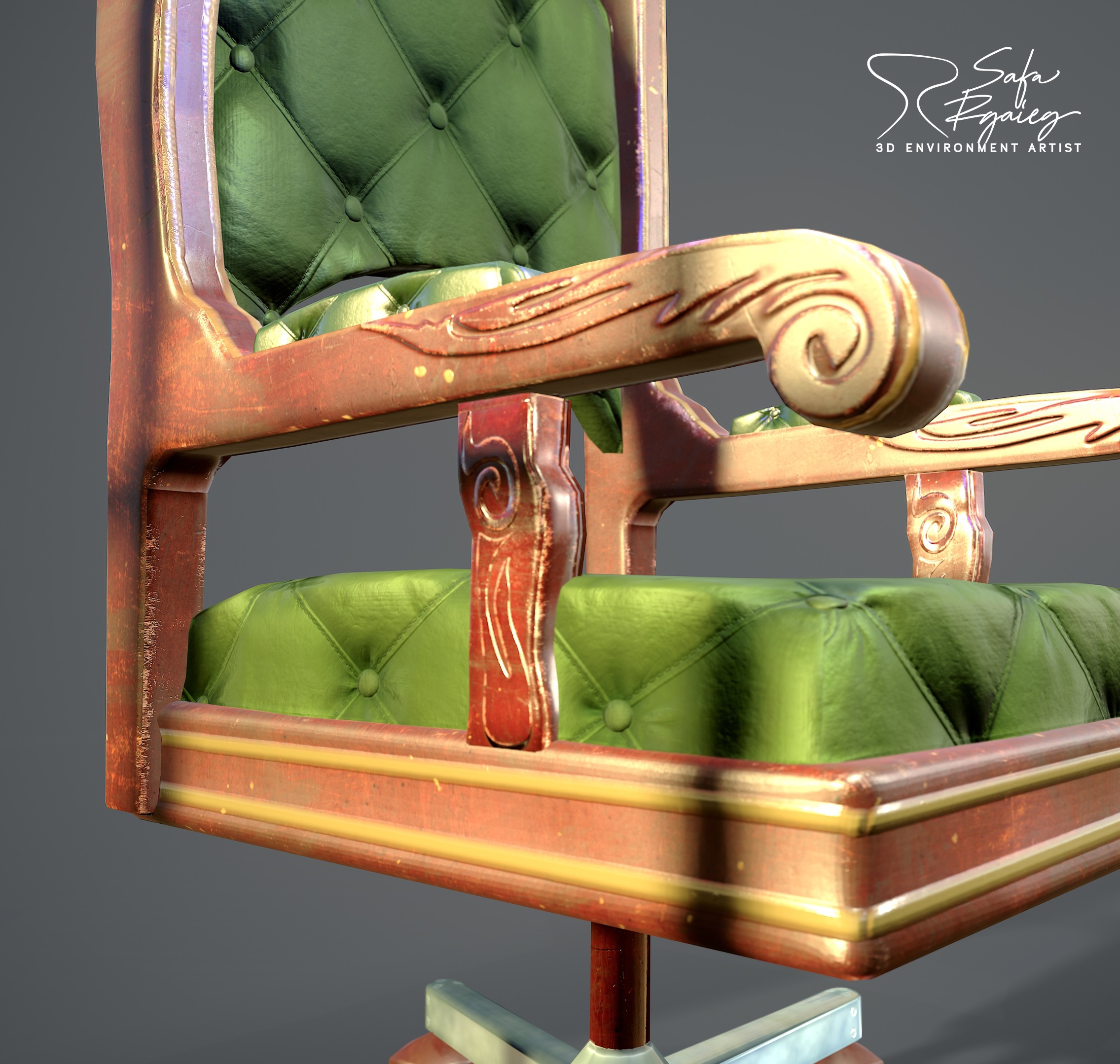 Office Boss Chair Low-poly 3D model_7