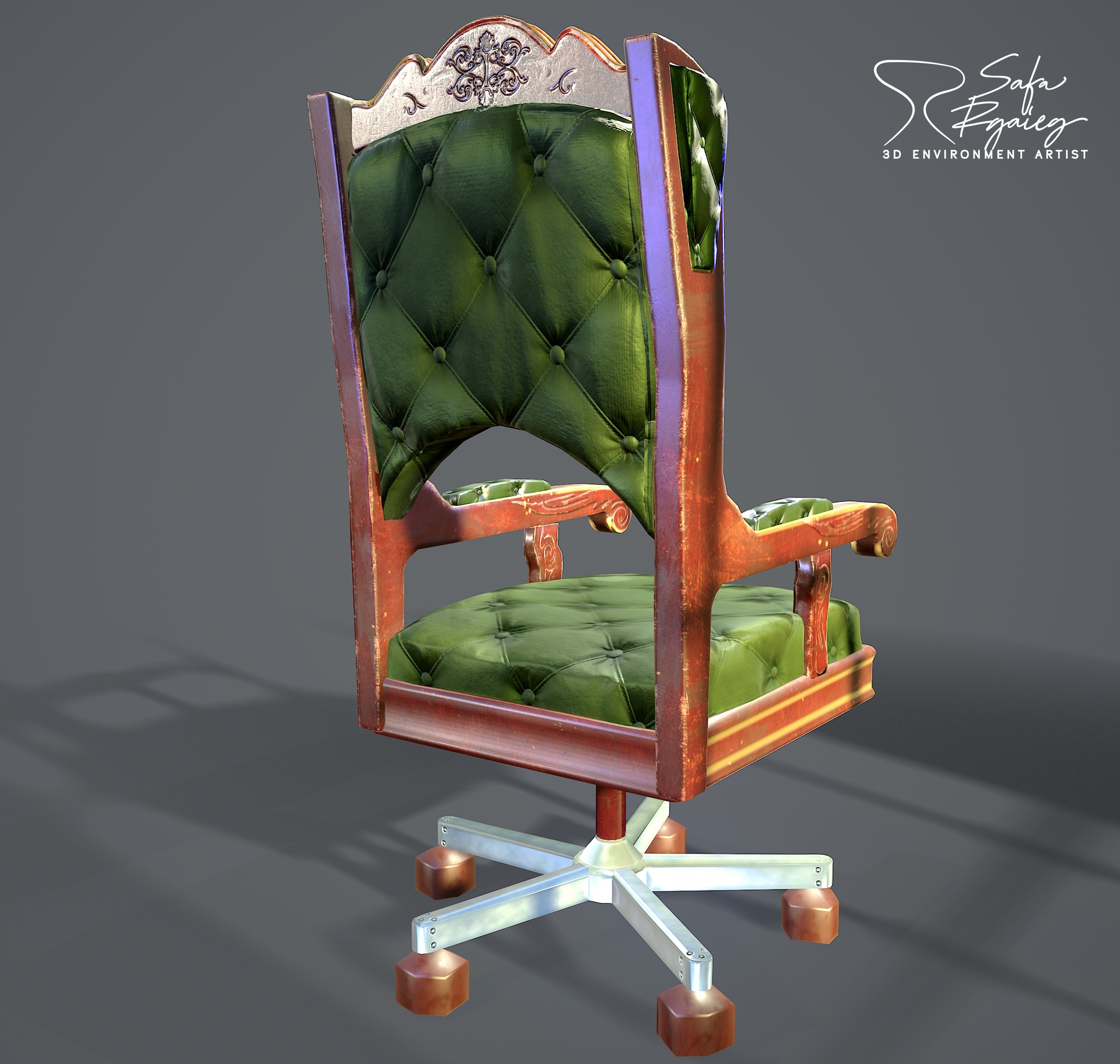 Office Boss Chair Low-poly 3D model_6