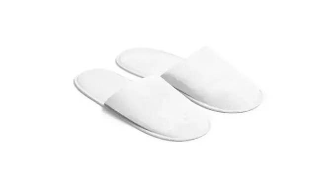 White Hotel Slippers - pair of home terry flip-flops