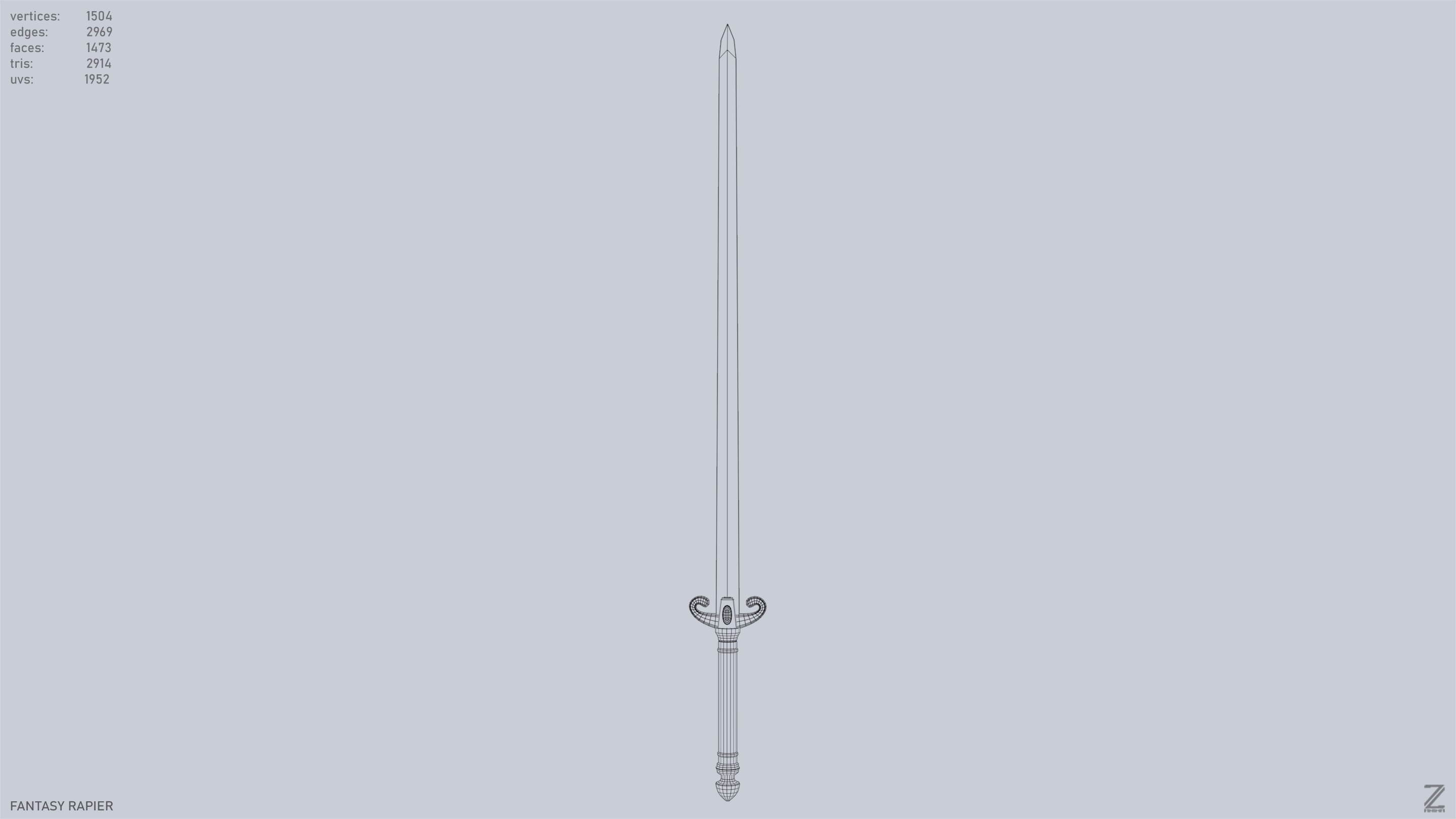 Fantasy rapier Low-poly 3D model_9