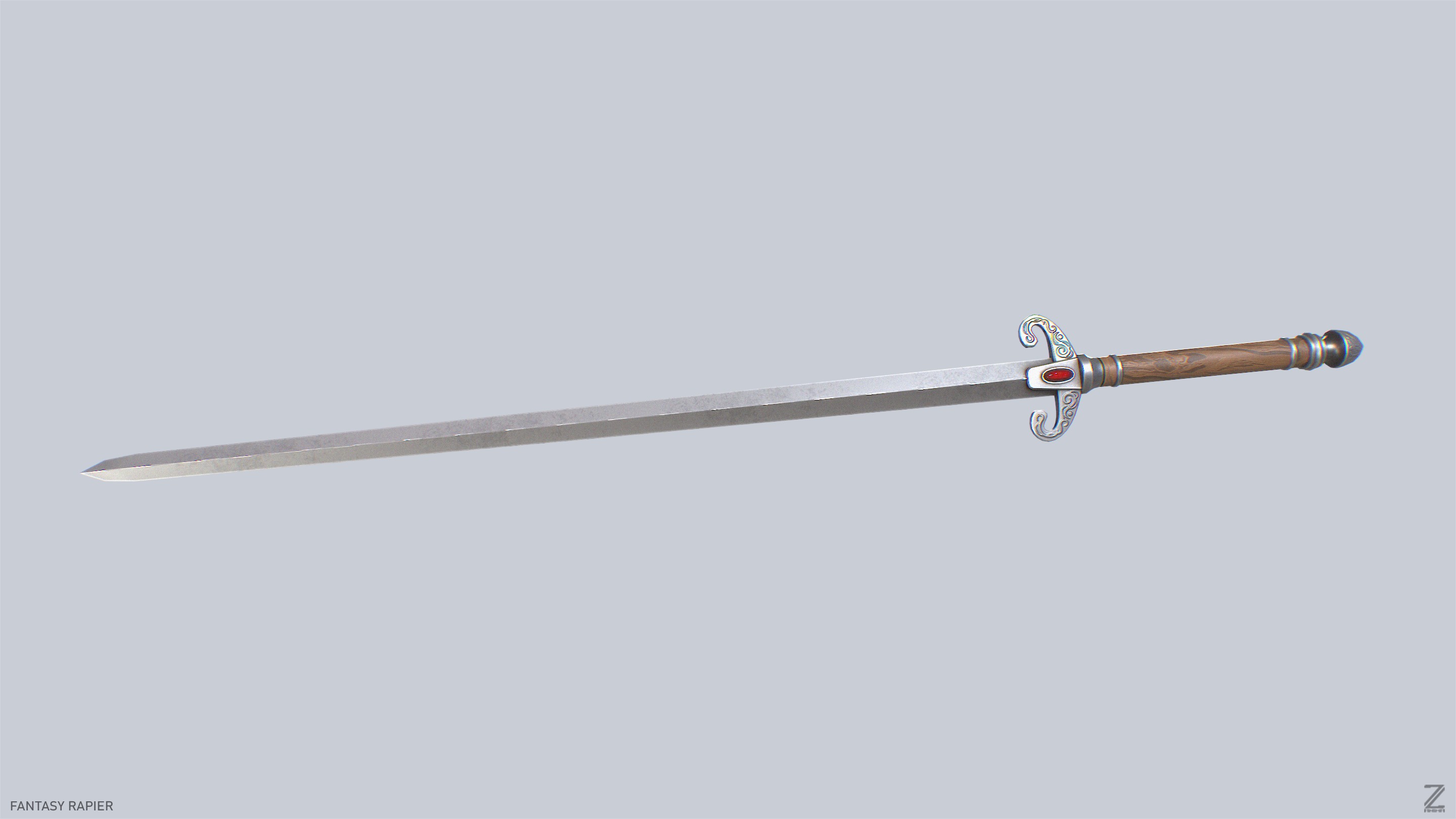 Fantasy rapier Low-poly 3D model_7