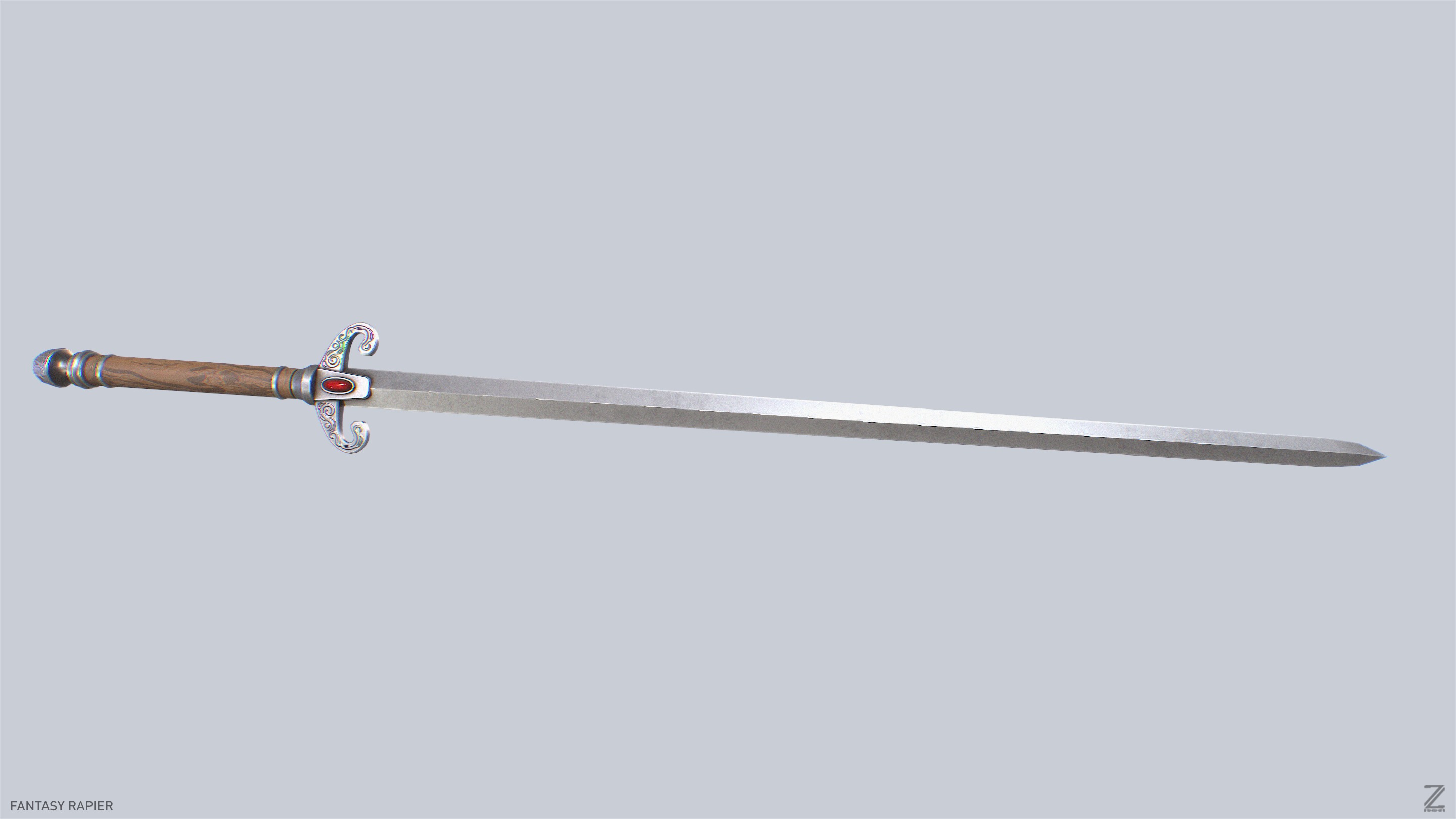 Fantasy rapier Low-poly 3D model_5