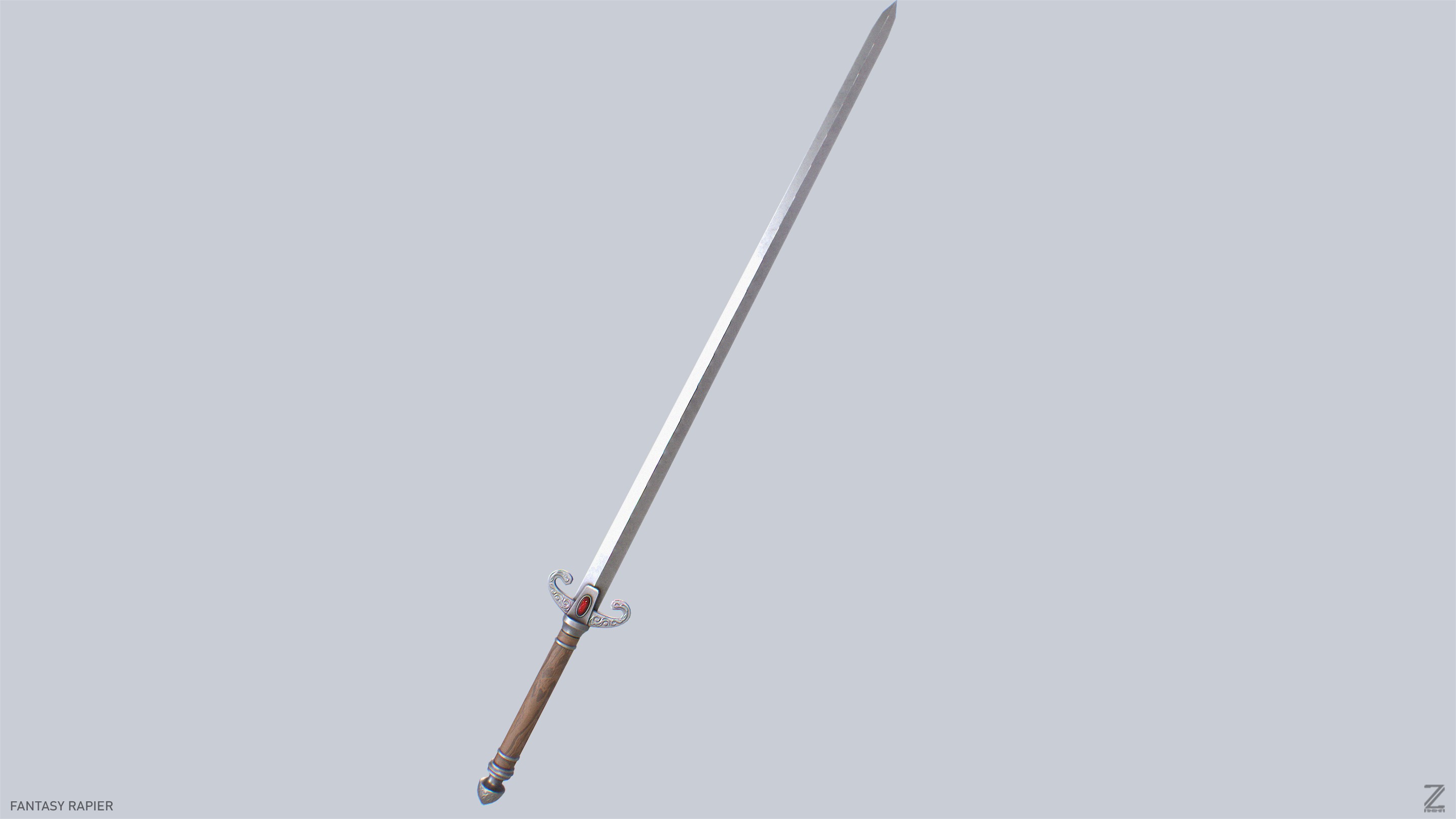 Fantasy rapier Low-poly 3D model_4