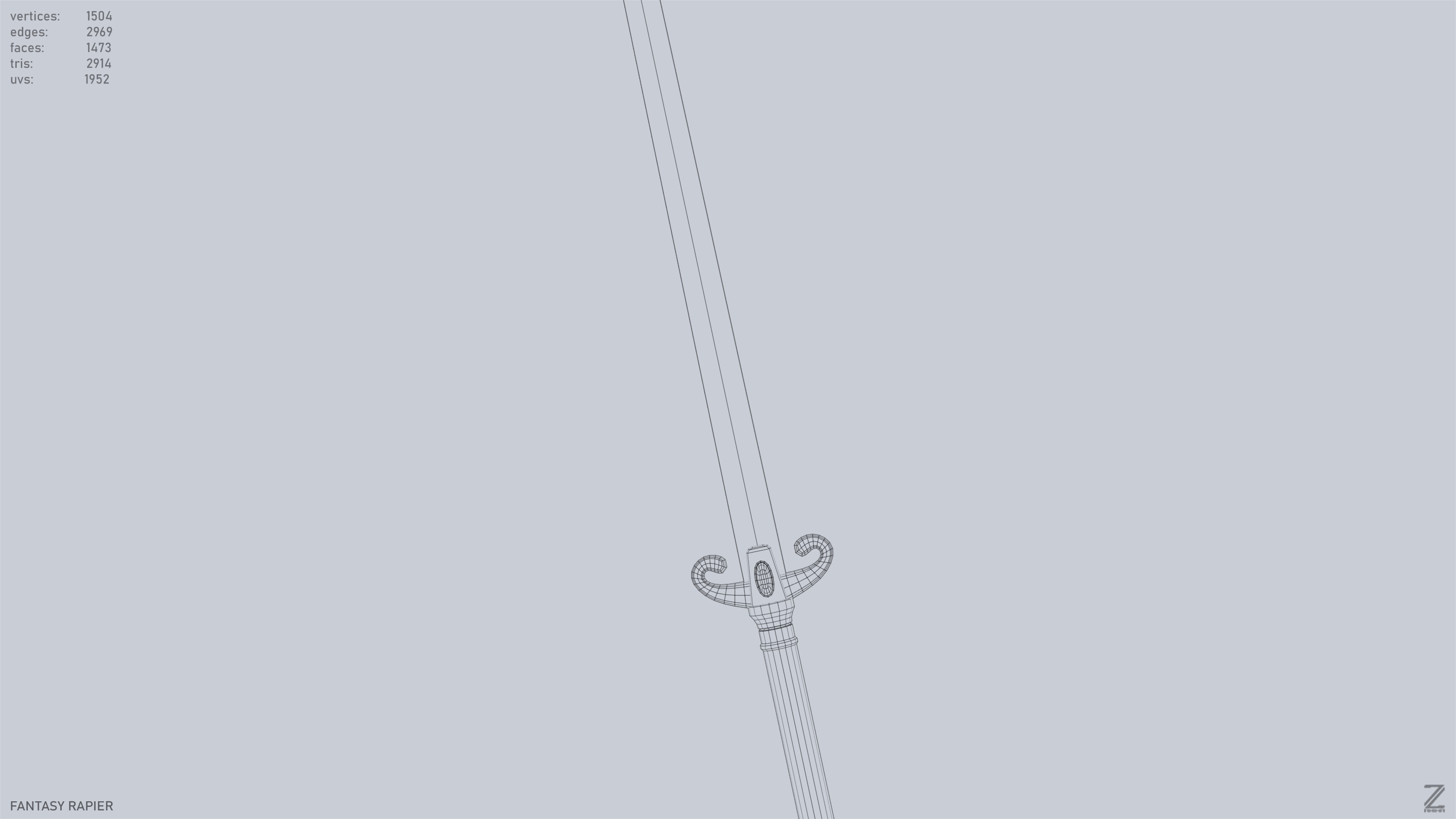 Fantasy rapier Low-poly 3D model_13