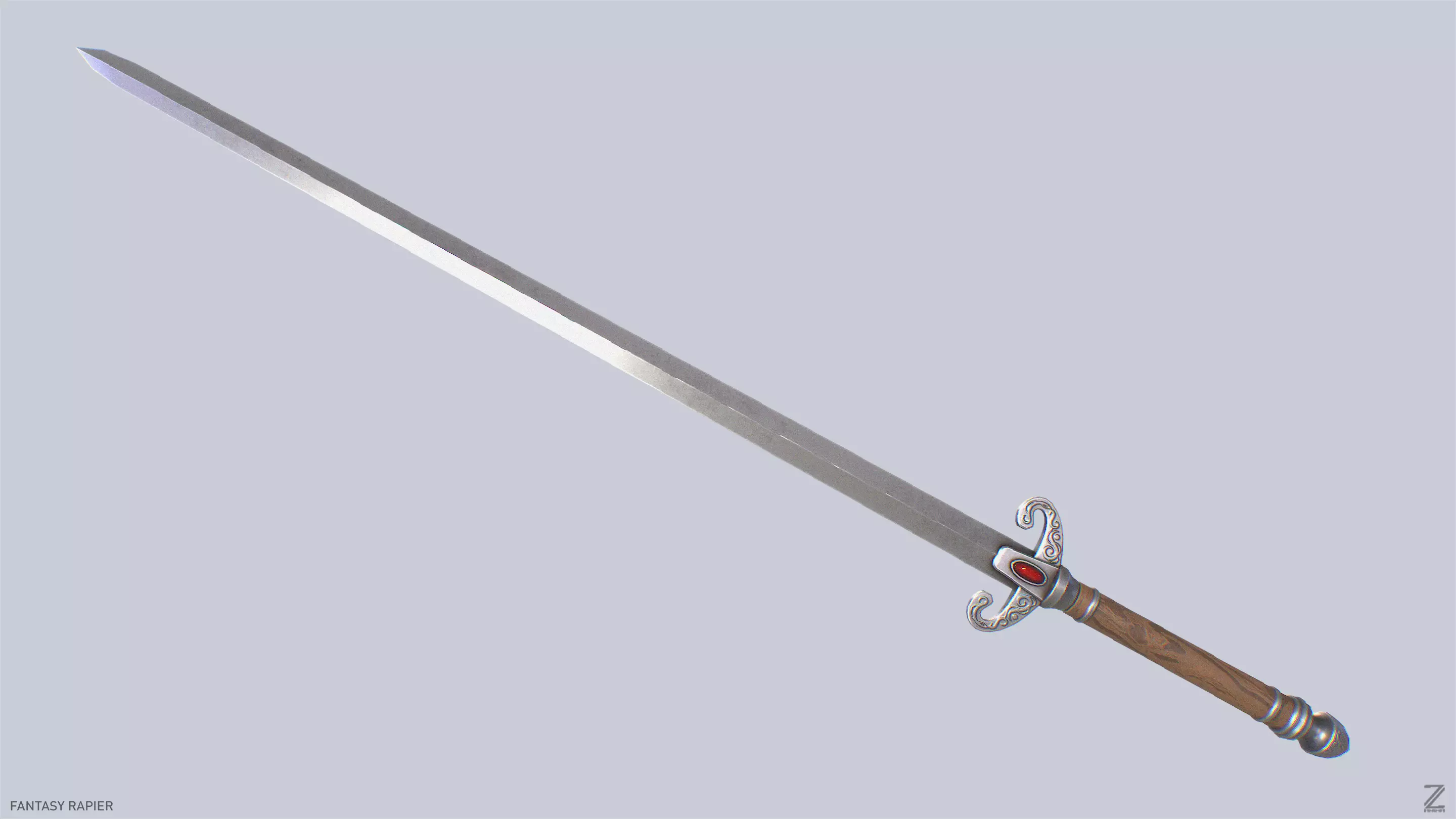 Fantasy rapier Low-poly 3D model_0