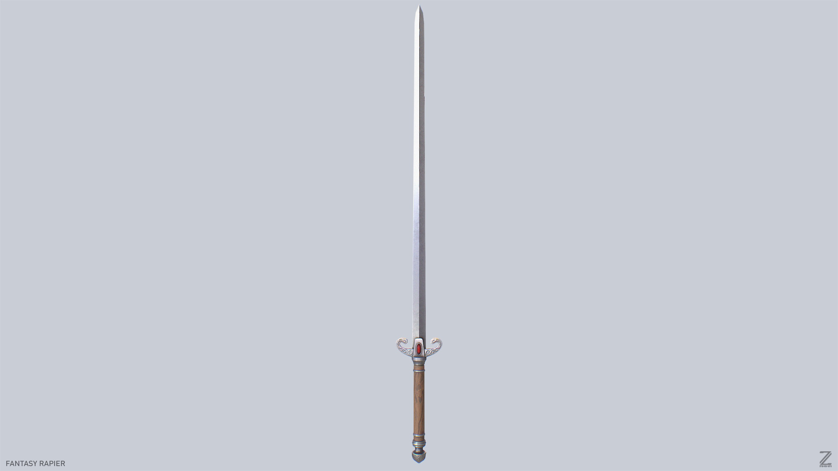 Fantasy rapier Low-poly 3D model_2