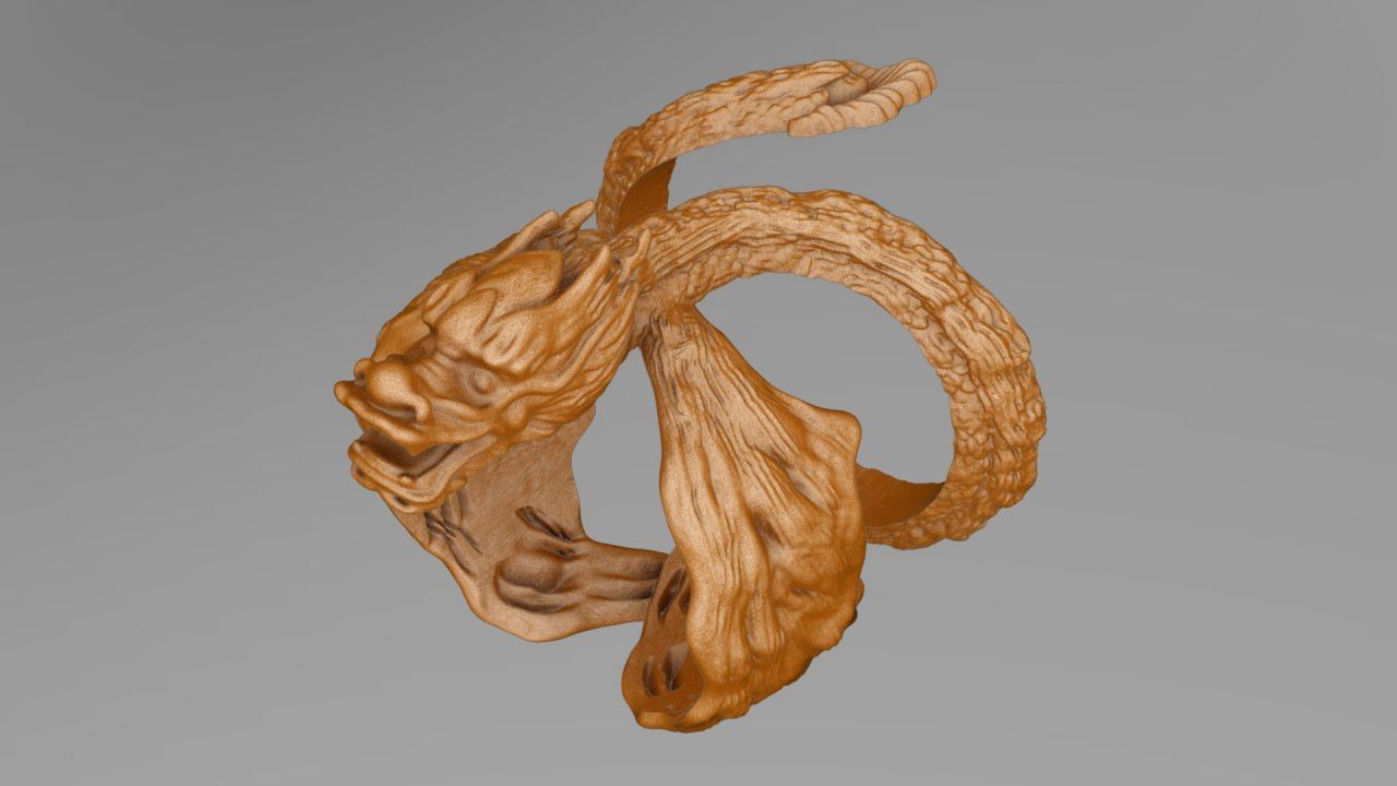 dragon twisted around the finger 3D print model_1