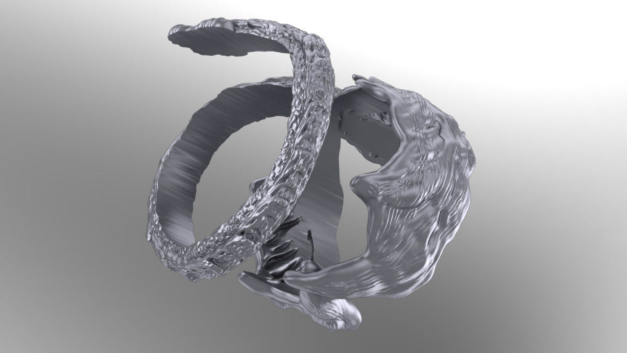 dragon twisted around the finger 3D print model_2
