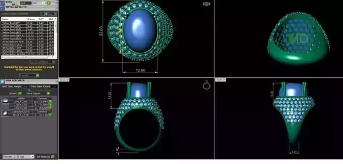 cabochon gemstone ring 3D print model