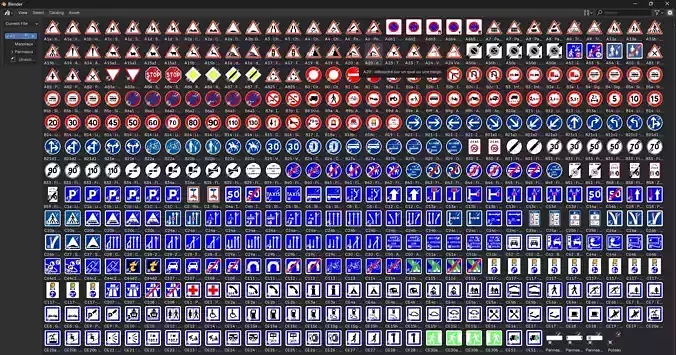 French road signs 3D model