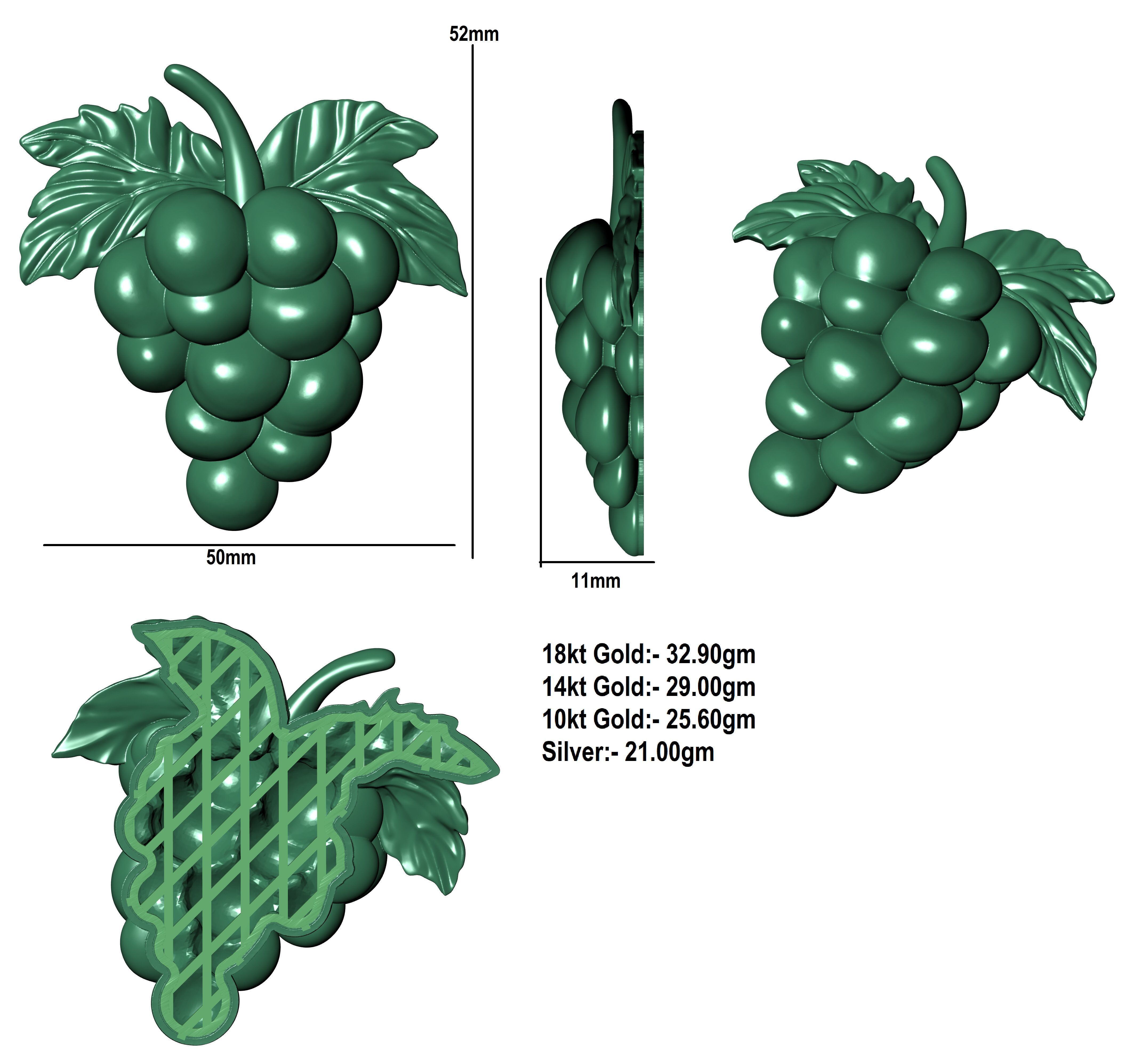 Grapes Half 3d Model 3D print model_26