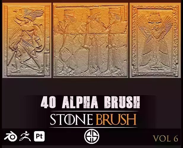 40 Real Alpha Stone Brushes - Stone Brushes-Vol 06