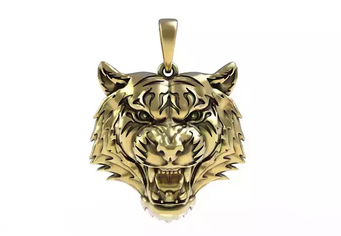 Roaring Tiger Face Pendant 3D print model