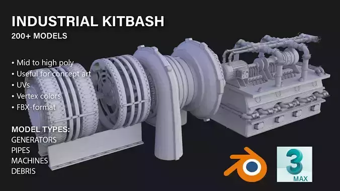 Industrial Kitbash - 200 Models 3D model