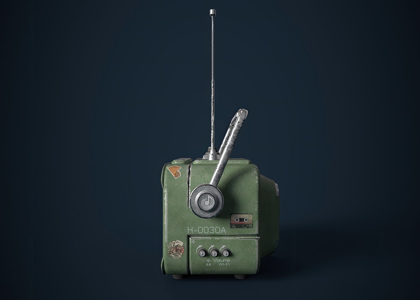 Mini radio Low-poly 3D model_3