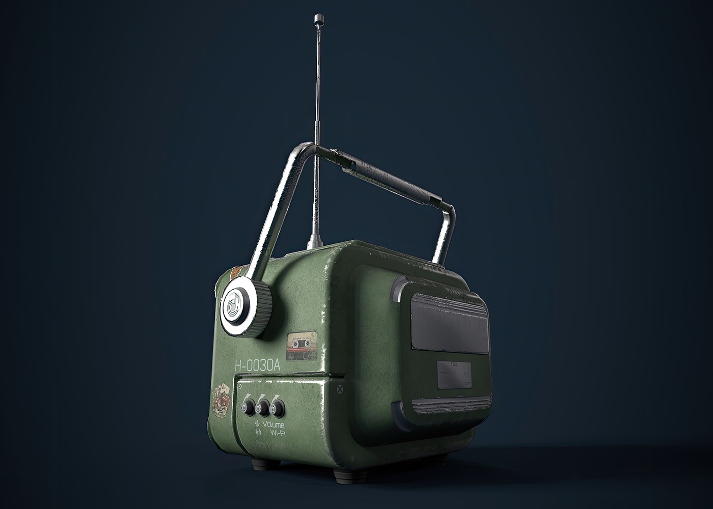Mini radio Low-poly 3D model_4