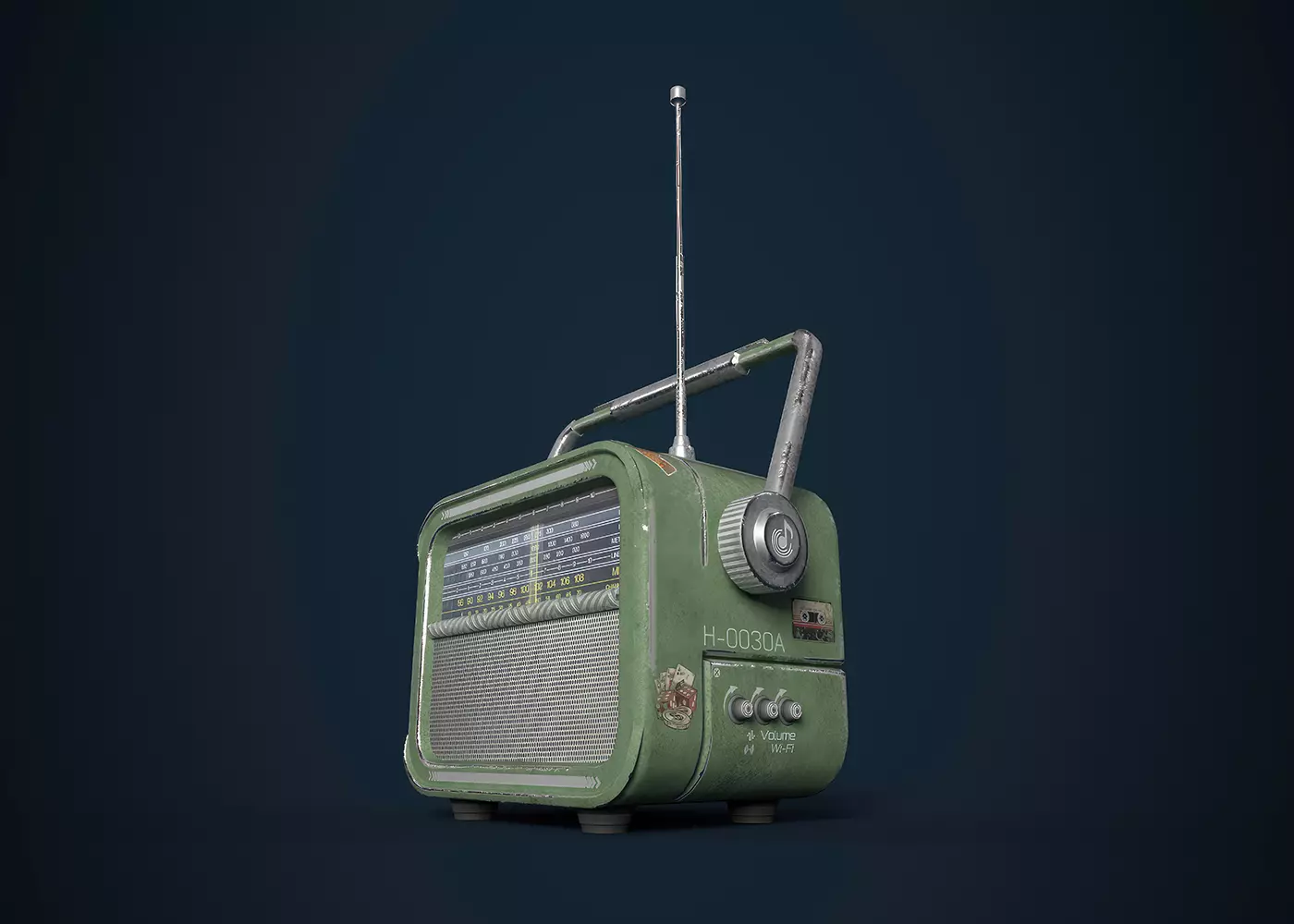 Mini radio Low-poly 3D model_0
