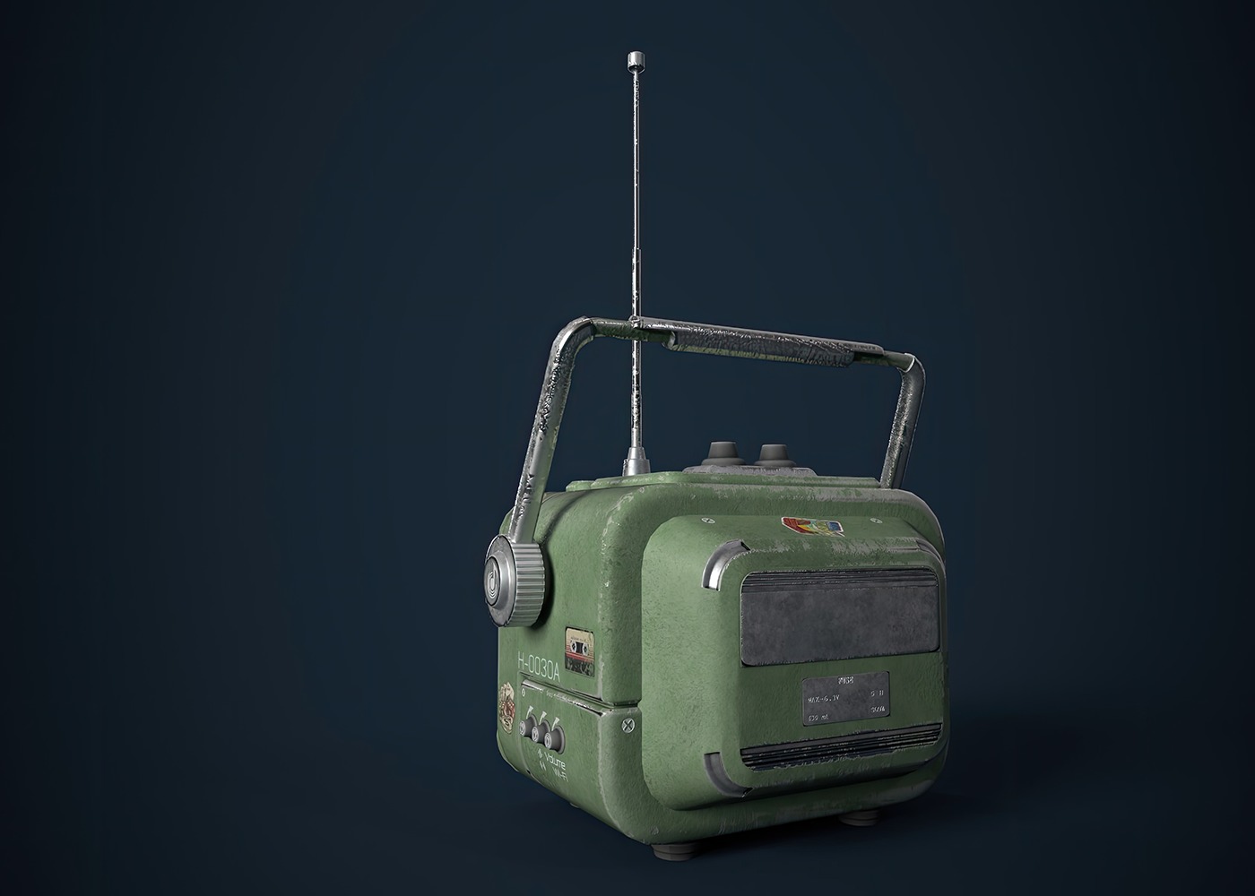 Mini radio Low-poly 3D model_5
