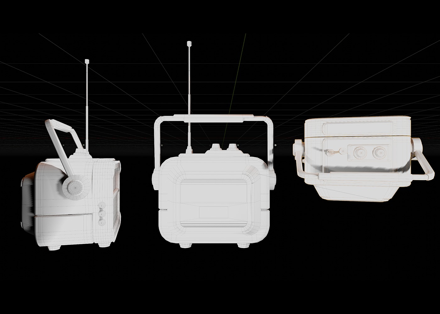 Mini radio Low-poly 3D model_6