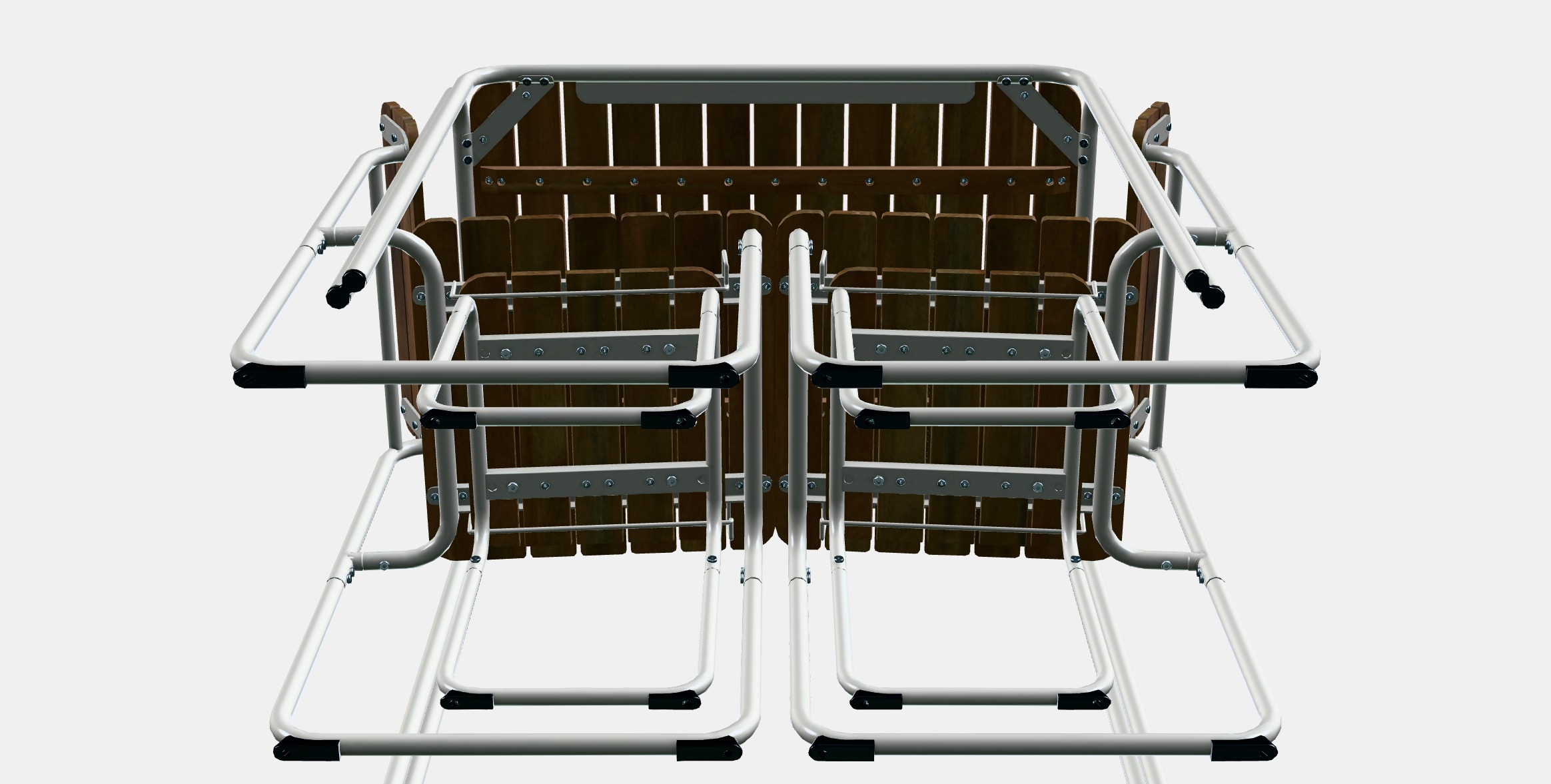 FURUON dining table with 2 chairs  2 stools Low-poly 3D model_7