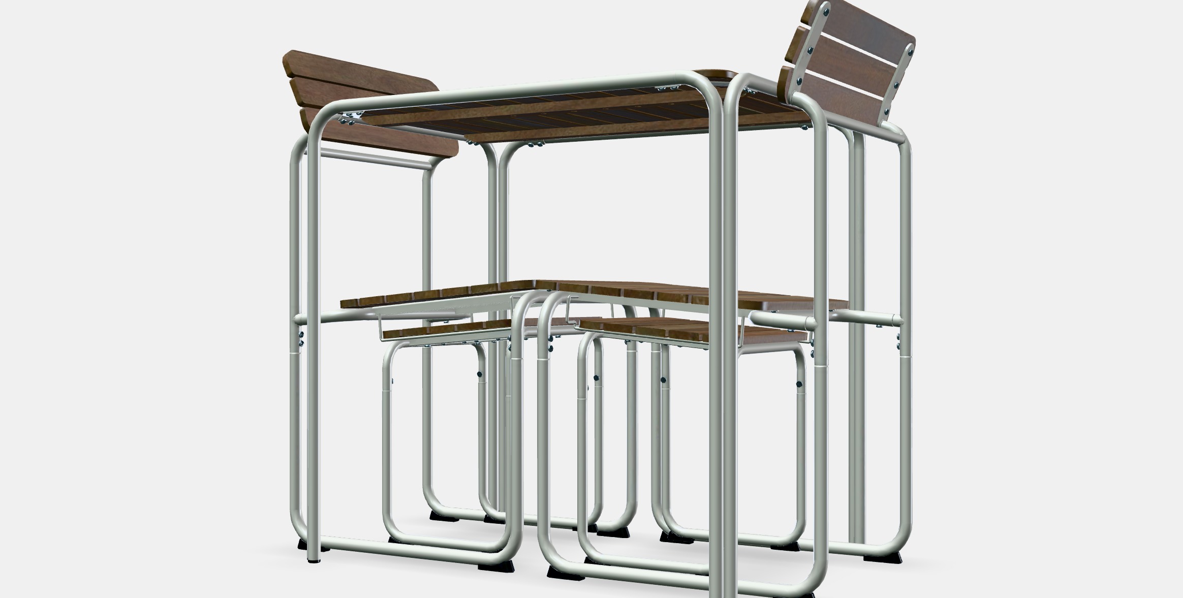 FURUON dining table with 2 chairs  2 stools Low-poly 3D model_13